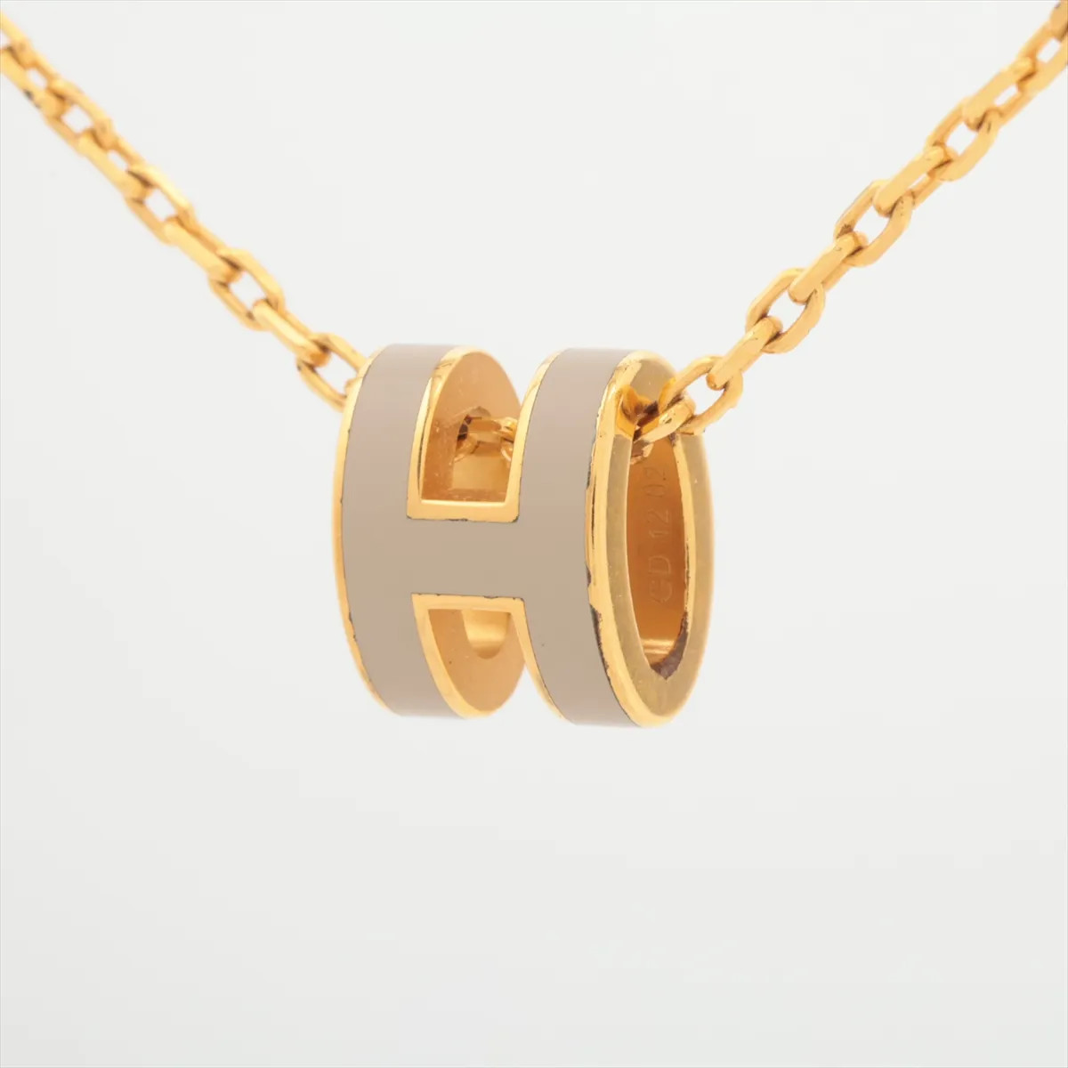 Hermès Mini-pop H GD1202 Necklace GP Greige x gold