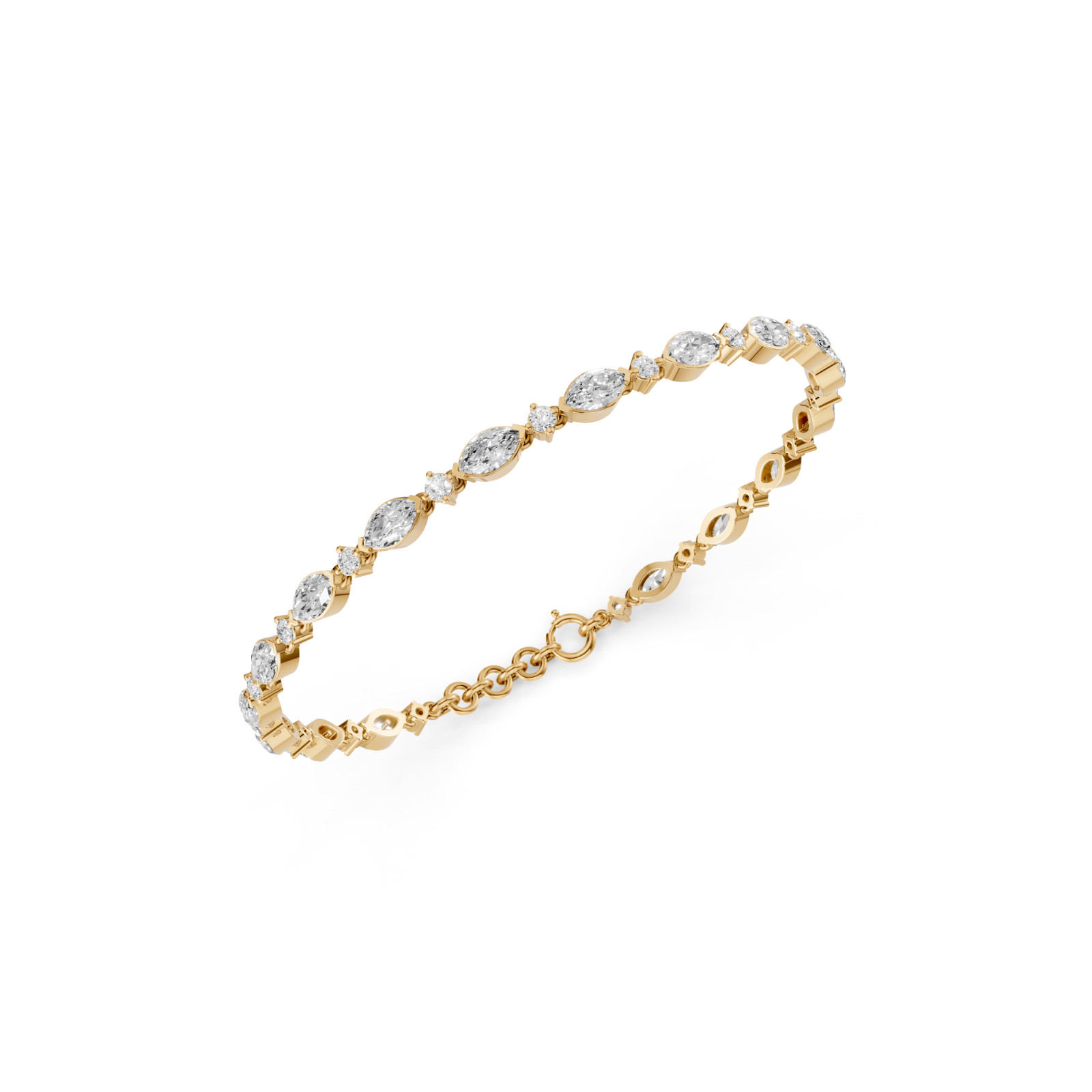 Station Chain Tennis Bracelet Marquise & Round Lab Grown Diamond