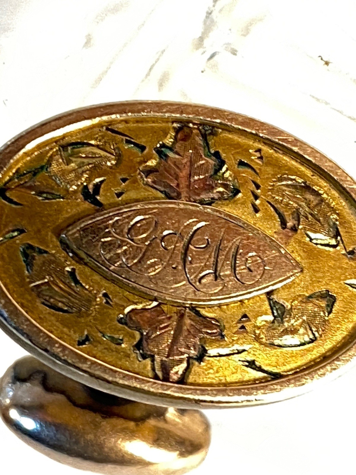 Antique B & F Gold Filled Mens Fixed Cufflinks Monogram G. A. M.