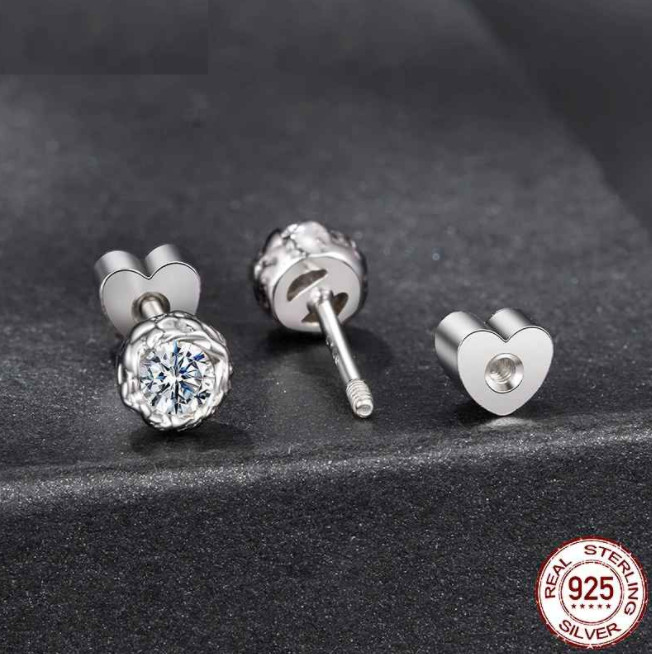 A House Of Jewelry D VVS1 Moissanite Crystal Sugar Stud Earrings 925 Silver GRA