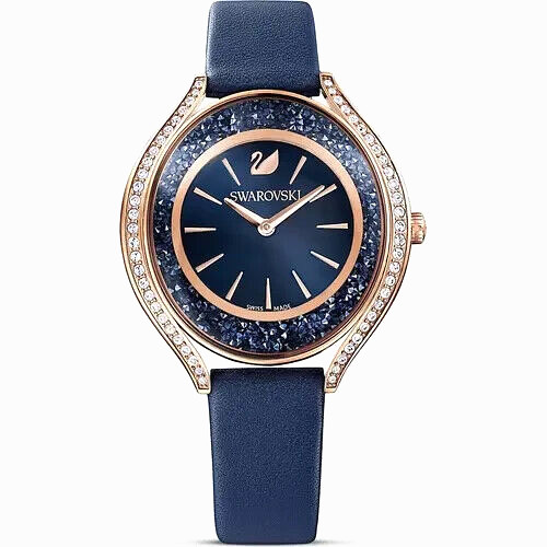 Swarovski 5519447 Crystalline Oval Rose Tone Aura Blue Dial Women’s Watch