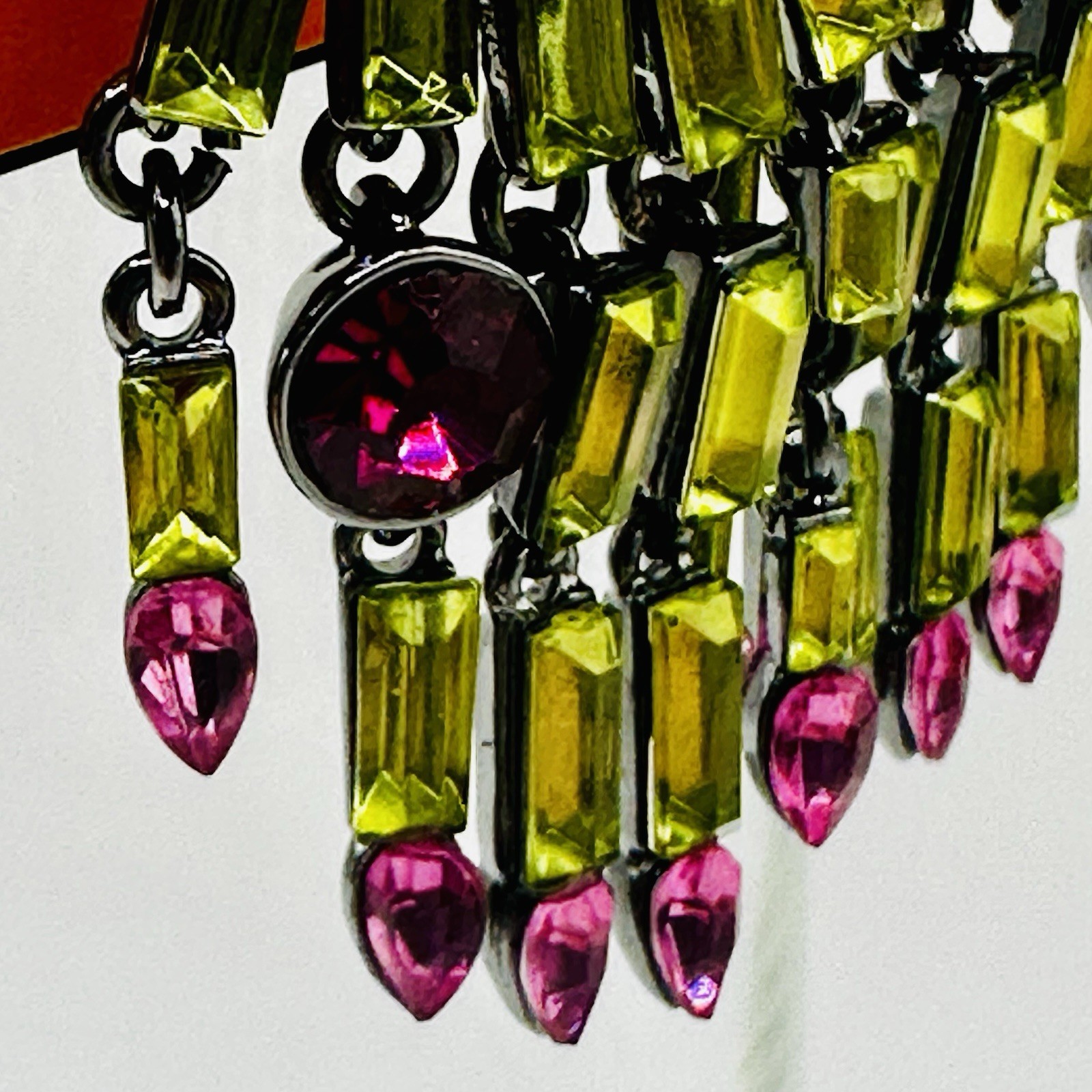 BETSEY JOHNSON Rich Witch Green Skeleton Drop Earrings Bling NEW & AUTHENTIC