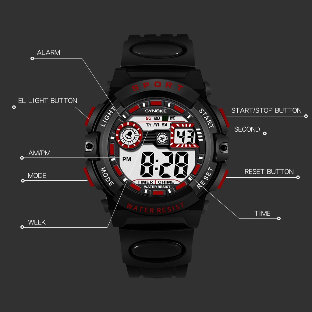 Boys Digital Watch Waterproof Sports LED Watches with Alarm Kids Wrist Watches