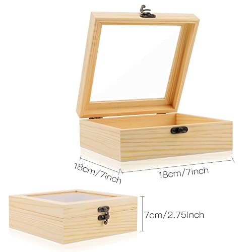Nsmykhg Wooden Box,Wooden Storage Box,Rectangle Unfinished Pine 7 x 7 x 2.8 In