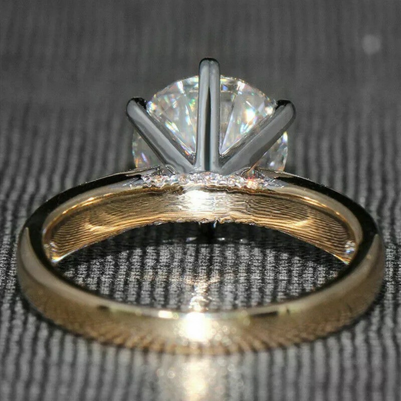 2 Ct Diamond Round Solitaire Engagement Wedding Ring 14K Yellow Gold Over Size 7