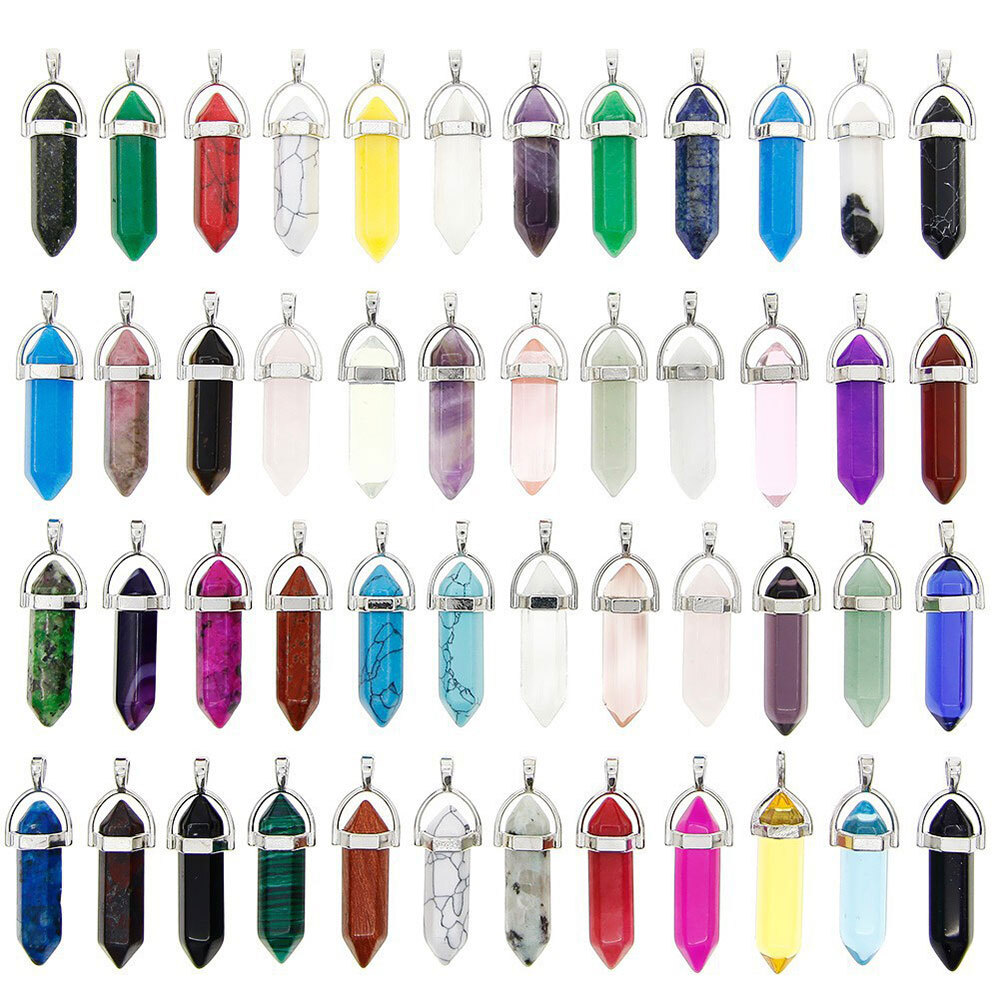 Lots Quartz Crystal Point Chakra Healing Gemstone Pendant Necklace Stone Gift