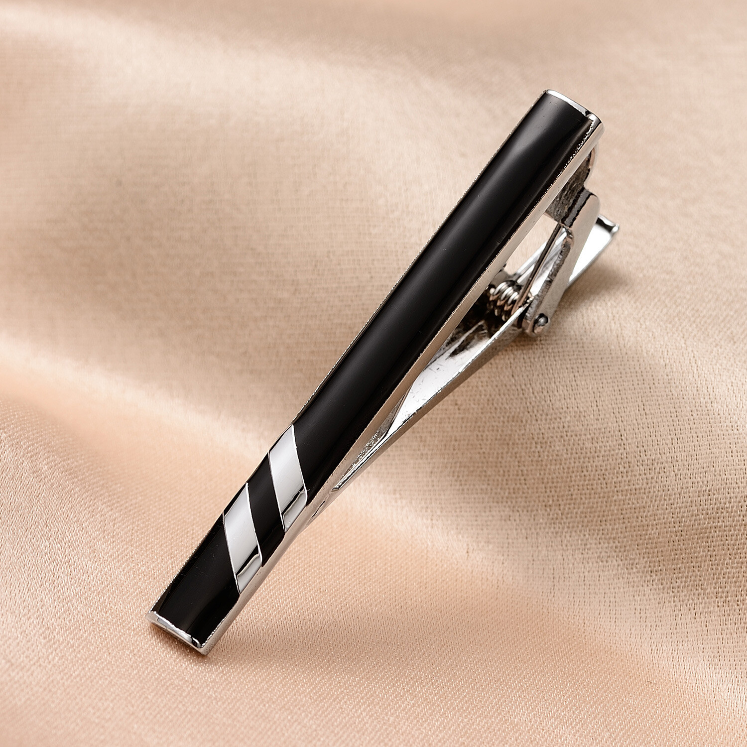 4pcs Classic Tie Clip for Men Striped Mens Tie Bar Set for Regular Ties Box Gift
