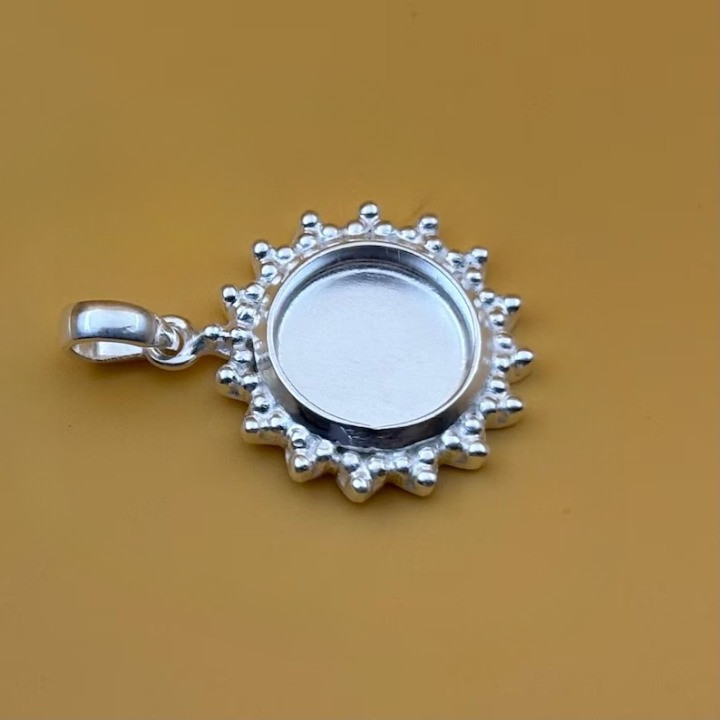 925 Sterling Silver 6mm Round Bezel Cup Pendant Blank DIY Jewelry Setting