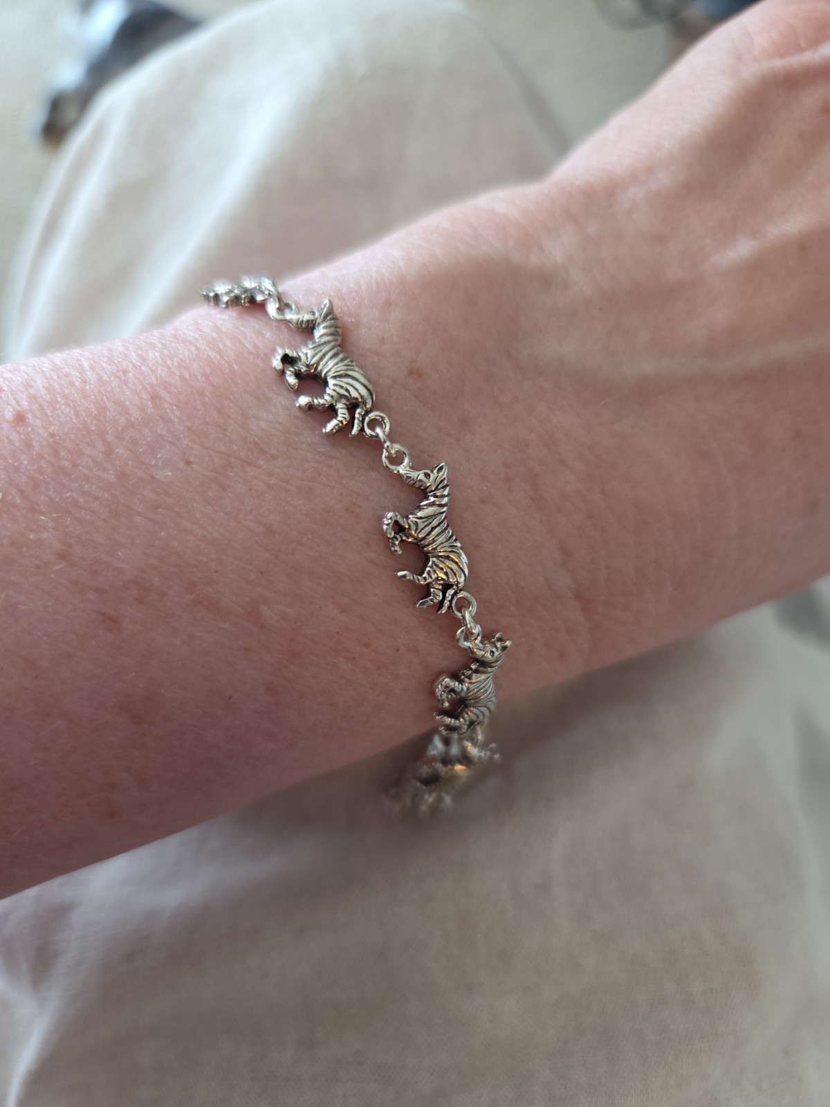 925 Sterling Silver Running Zebras Animal Link Bracelet 7.5″ 9.48gr