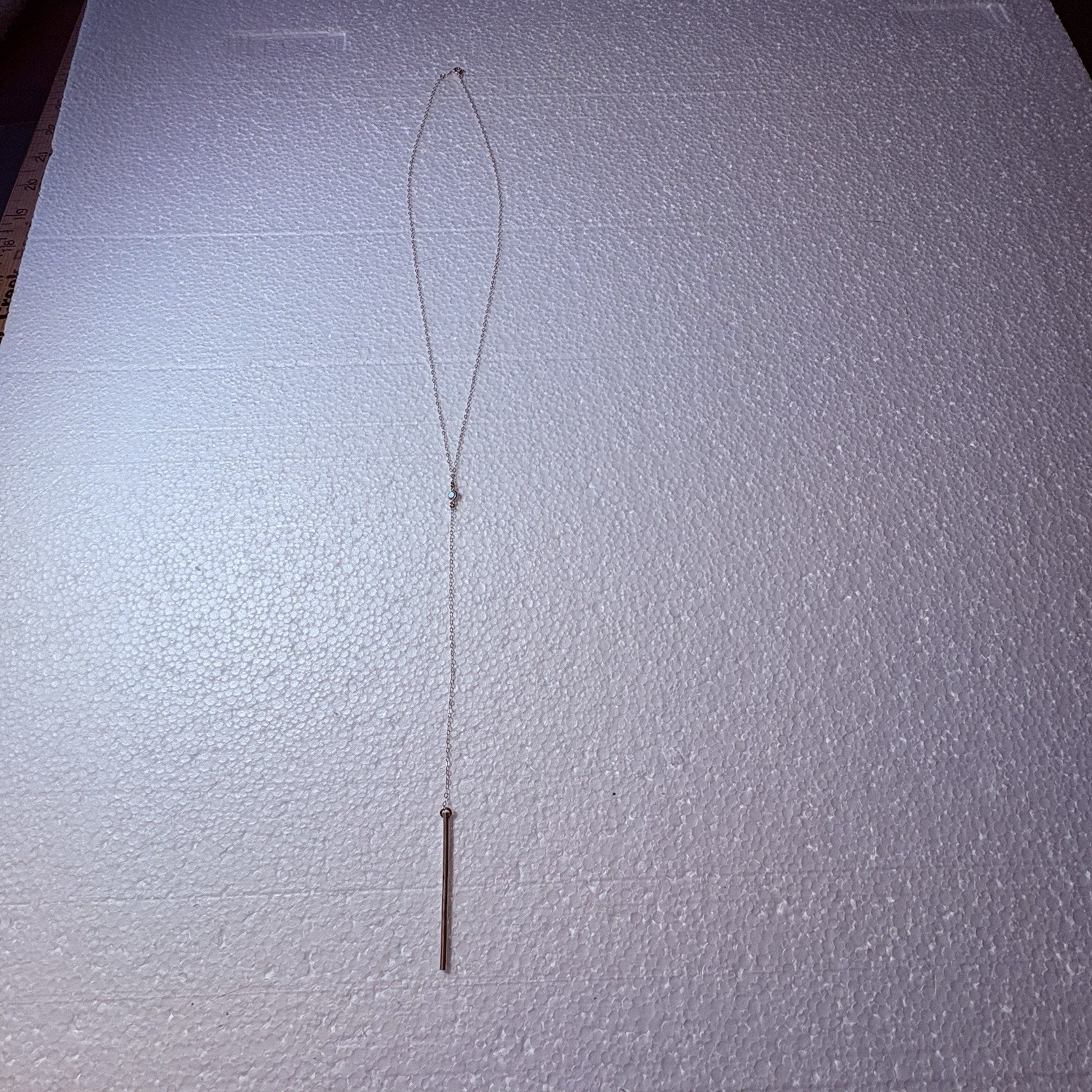 Sterling Silver Lariat Necklace Bar Pendant Minimalist Y Drop Modern Capsule