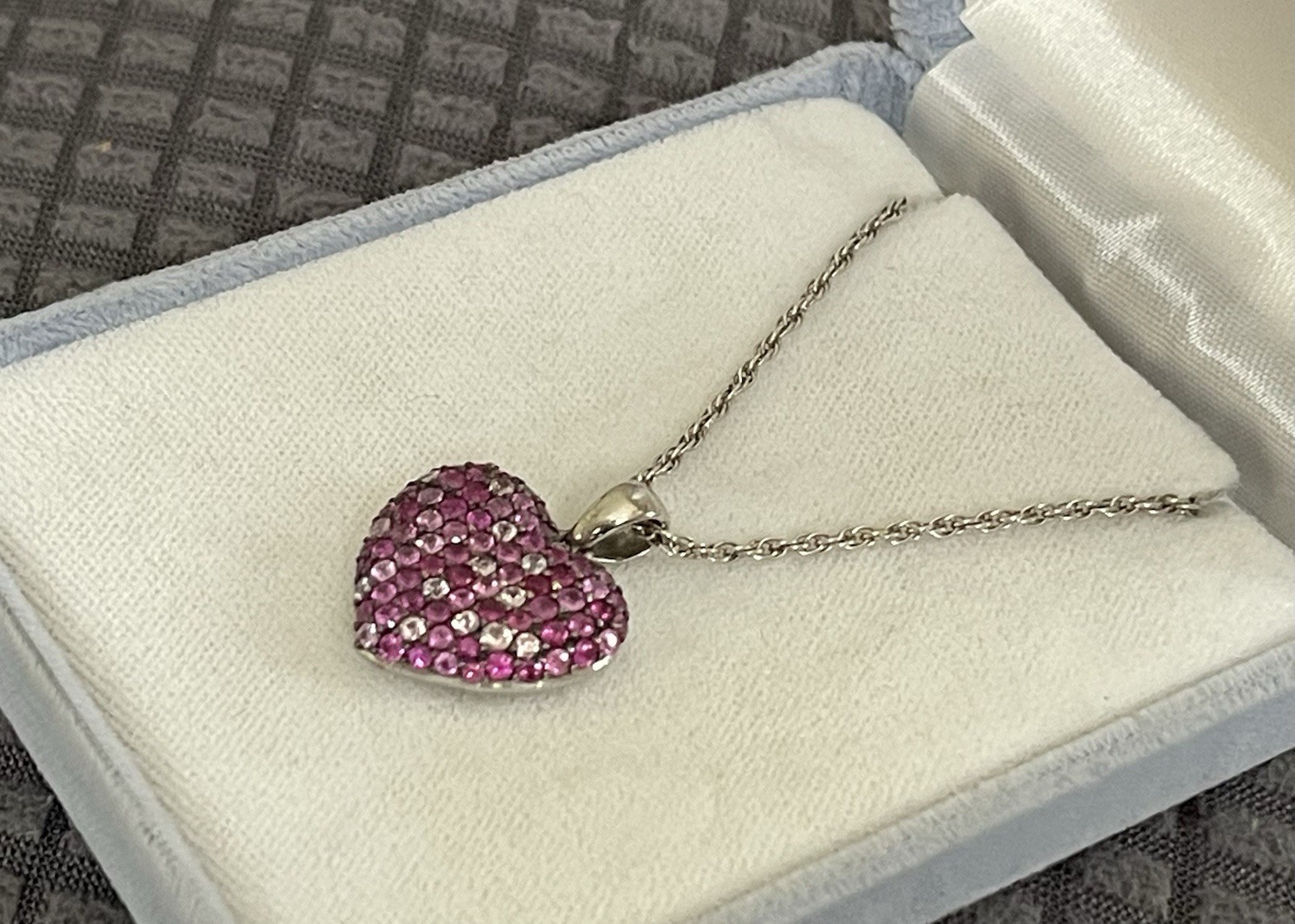 Effy 925 Sterling Silver Ombré Ruby & Pink Sapphire Heart Splash Pendant 18”