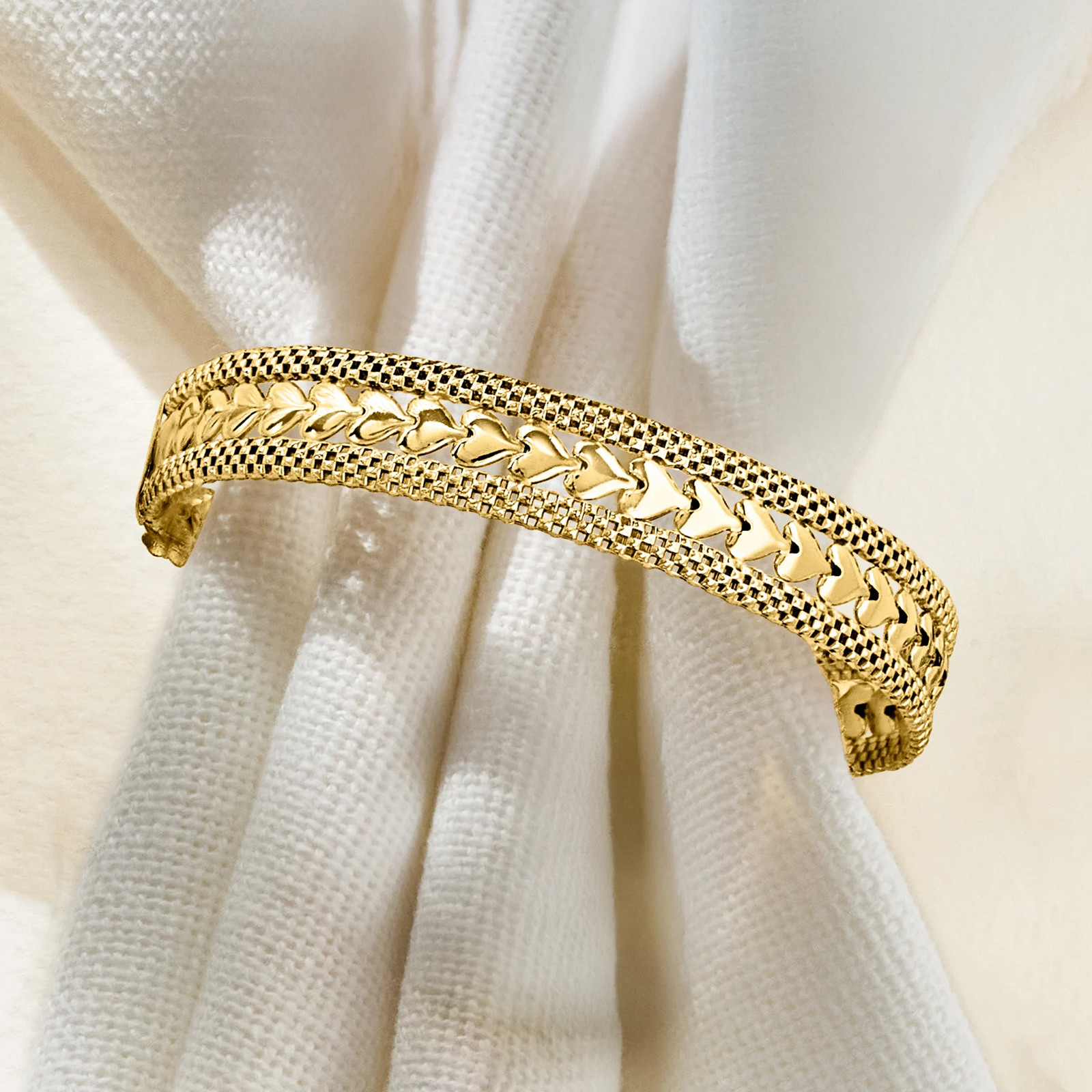 Ross-Simons Italian 18kt Gold Over Sterling Silver Heart-Motif Bracelet