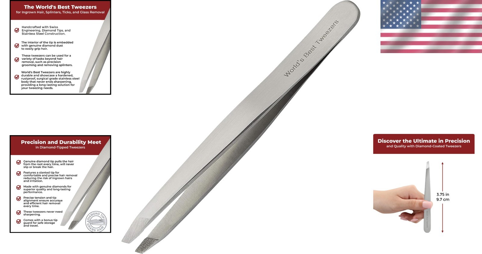 WBT Surgical Grade Diamond Tip Tweezer – Precision Grooming for Everyday Beauty