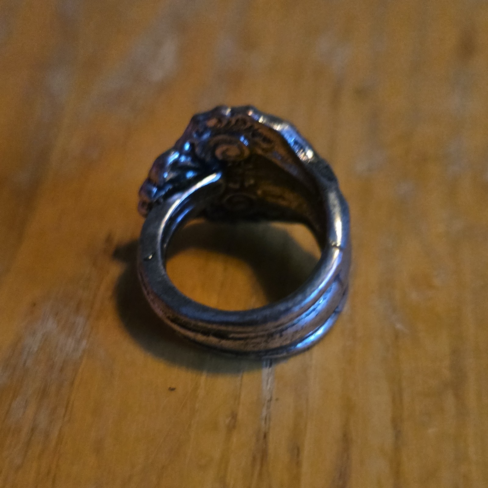 Silver Tone Spoon Ring Metal Band Ring Size 7 No Stone 0 Gemstones
