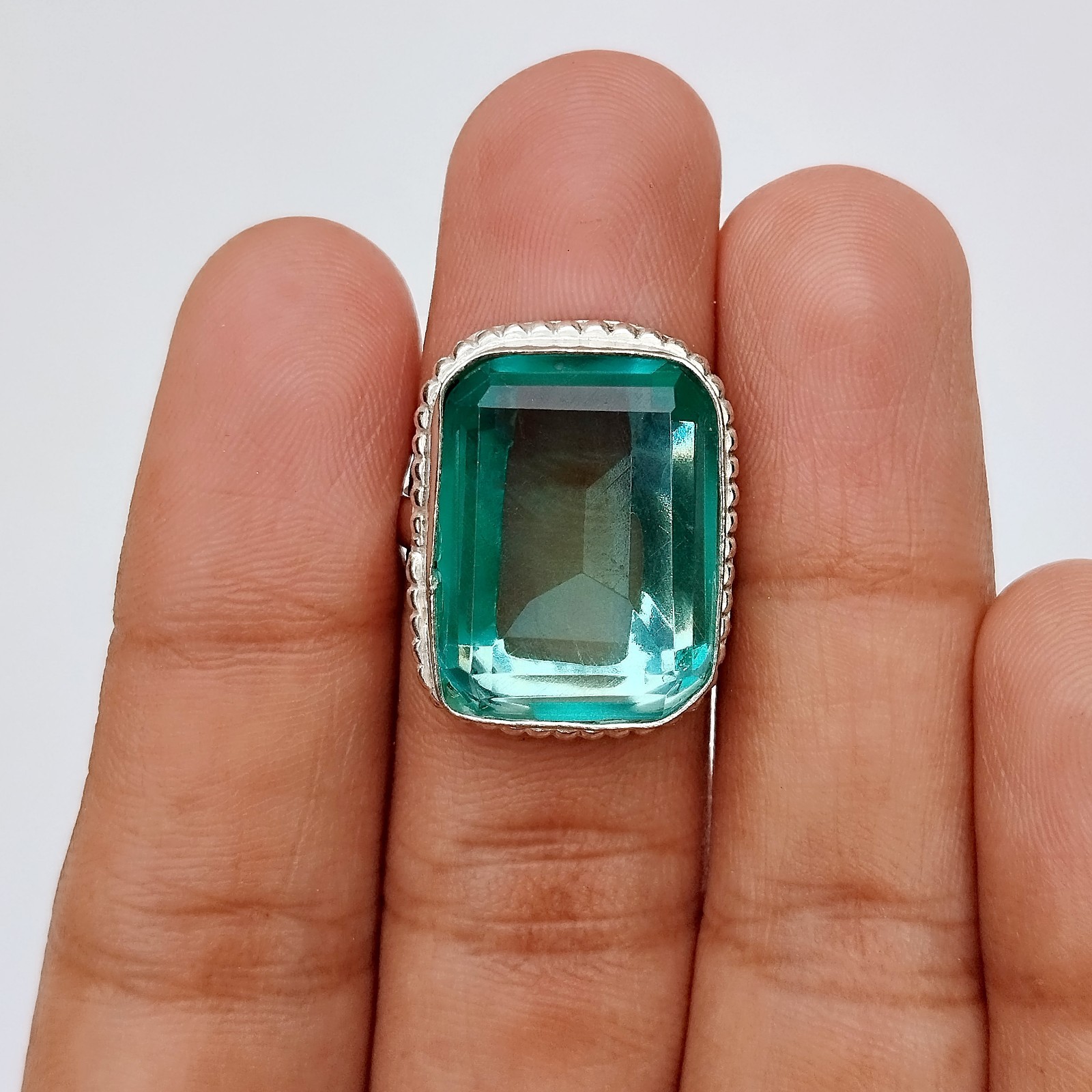 Aquamarine Gemstone 925 Sterling Silver Ring Handmade Jewelry Gift For Her