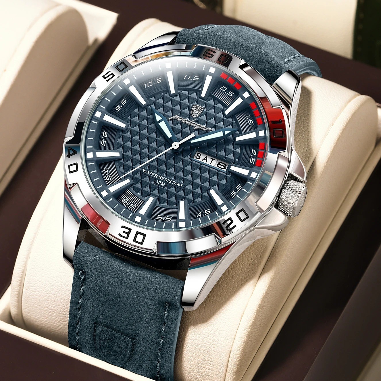 POEDAGAR Original Man Wristwatch Top Luxury Waterproof Luminous Watch Xmas Gift