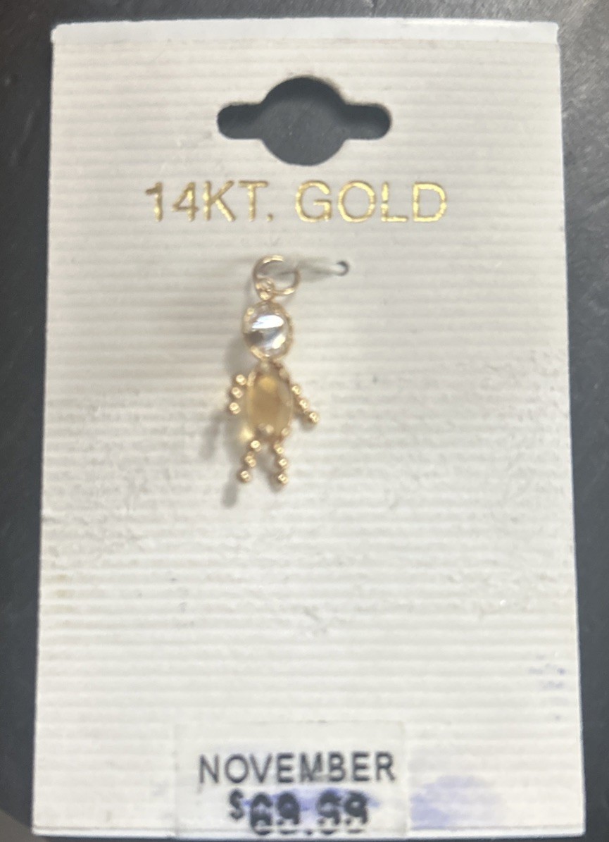 14K Yellow Gold November Child Charm NWT See Details