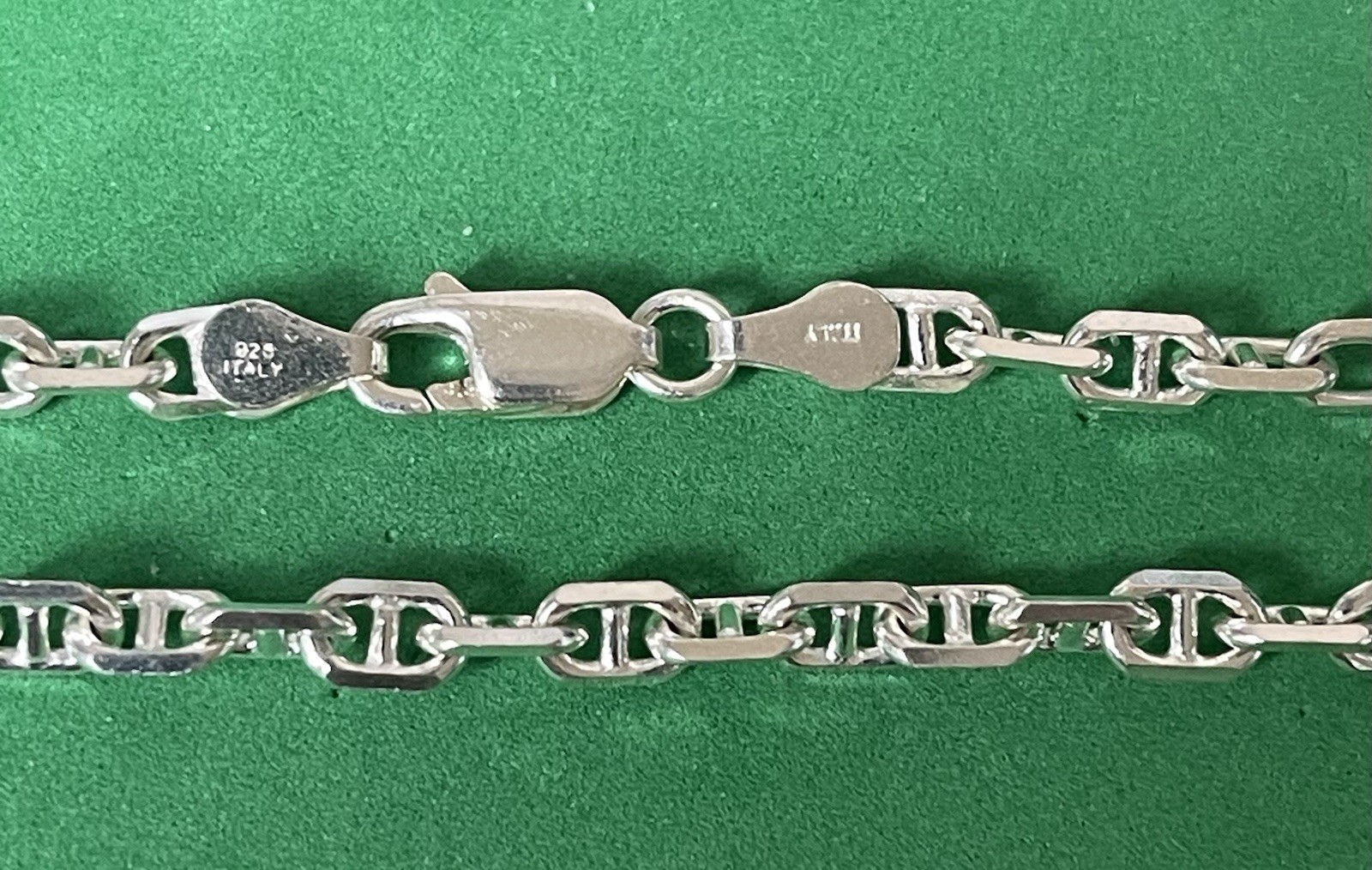 18” 4mm Italian Anchor Mariner Sterling Silver .925 Chain Necklace 14.7 Grams