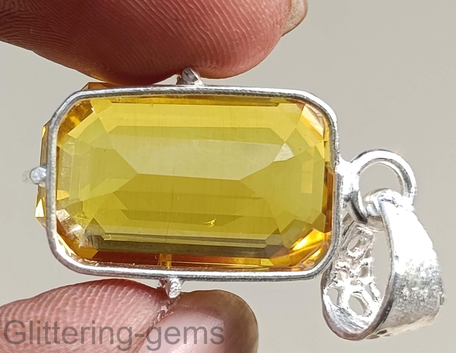 IGL Certified 40.00 Carat Sapphire Emerald Cut 925 Sterling Silver Pendant 5DDL