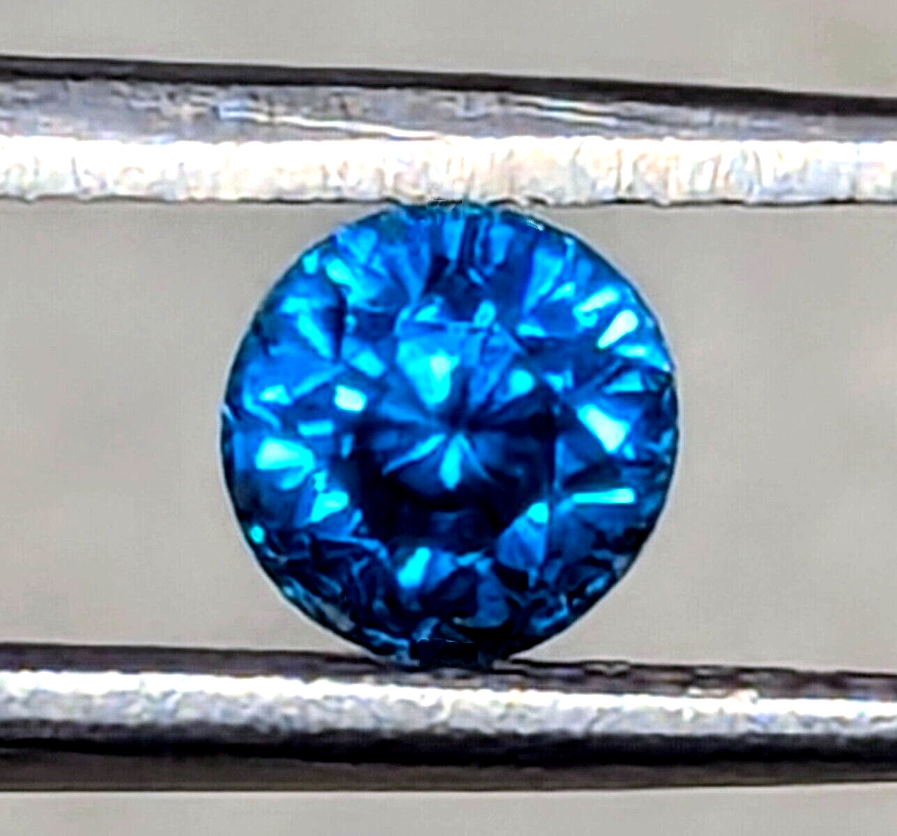 5.4mm Natural Blue Zircon Round AAA+ Cambodia Extra Fine 1.44ct