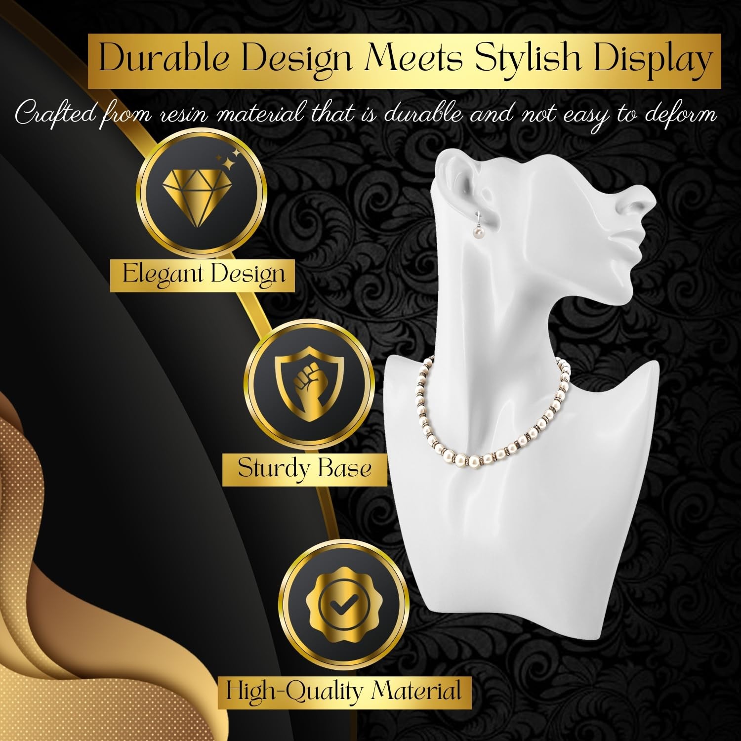 Jewelry Bust Display Stand – White Resin Mannequin Earring Stand for Selling …