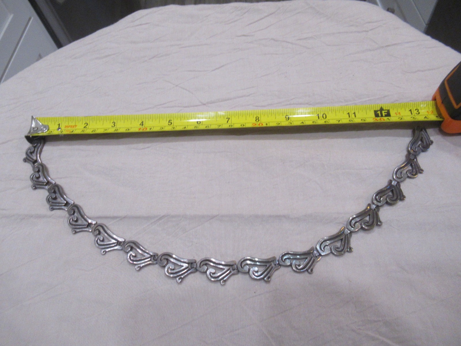Vintage Mexico Sterling Silver Taxco Heavy Swirl Link Necklace & BRACELET 140g
