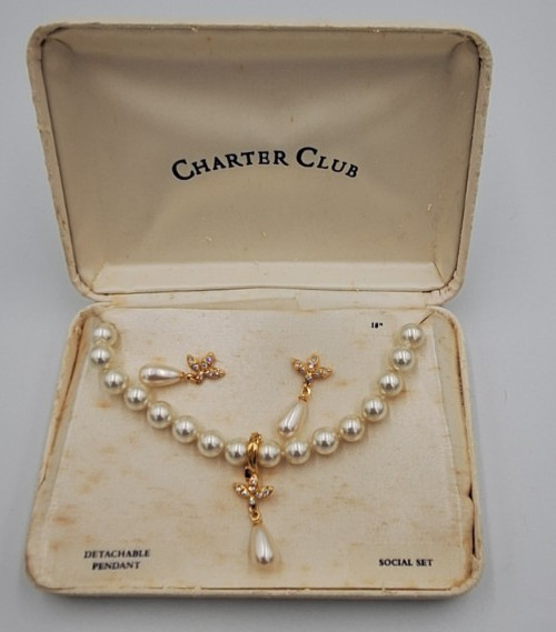 charter club pearl necklace and earrings
