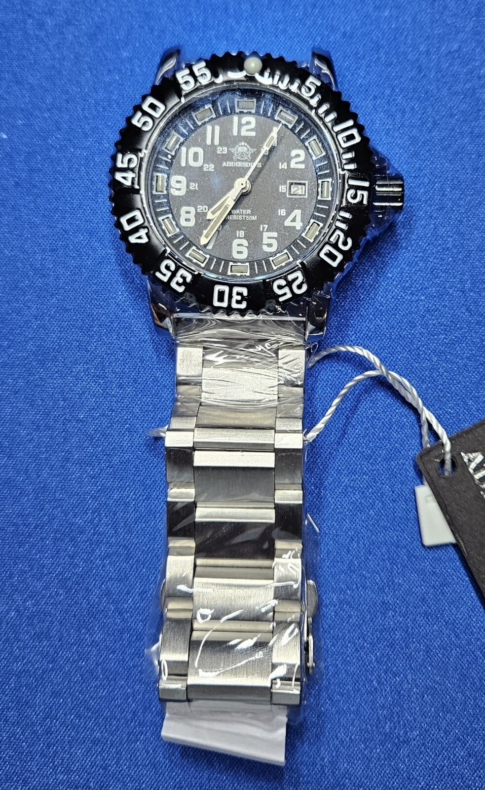 Addiesdive 44MM Luminox Style Steel Silver Watch W/Hardcase Free Shipping USA