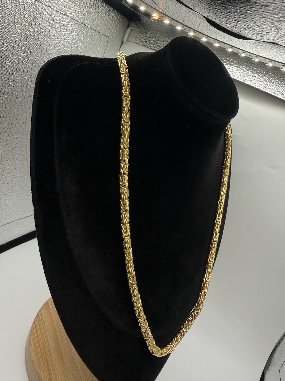 22” 5.2mm Gold Over 925 Sterling Silver Byzantine Chain Necklace Hook Clasp 25g