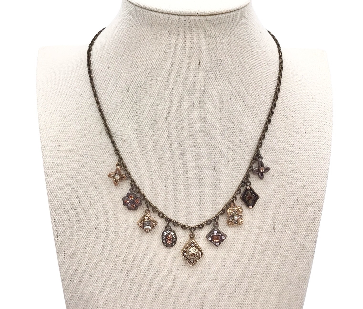 Sweet Romance Gothic Victorian Charm Necklace 17”, Vintage Antique Style