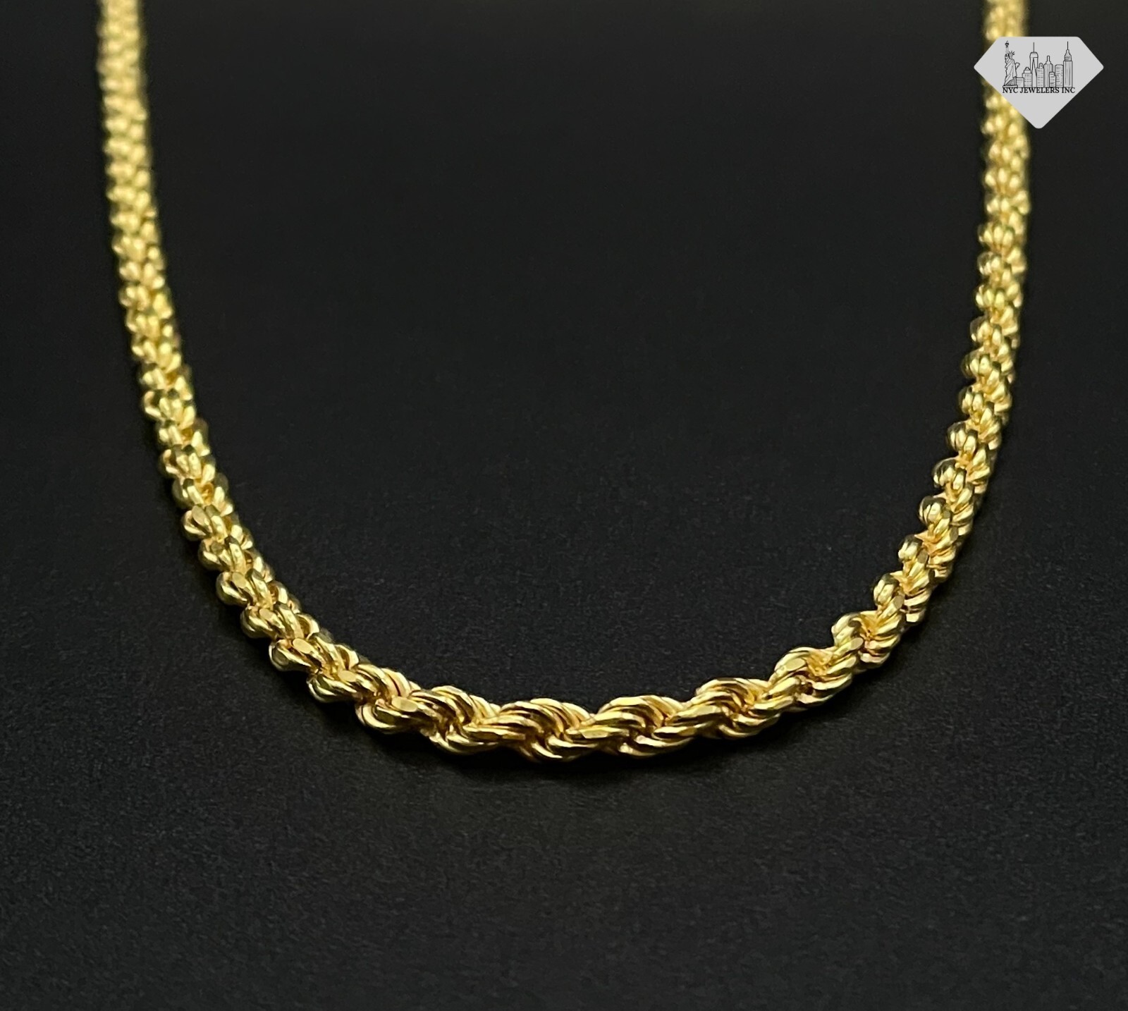 3MM Thick Gold Plated 925 Sterling Silver DIAMOND CUT ROPE CHAIN Necklace Italy