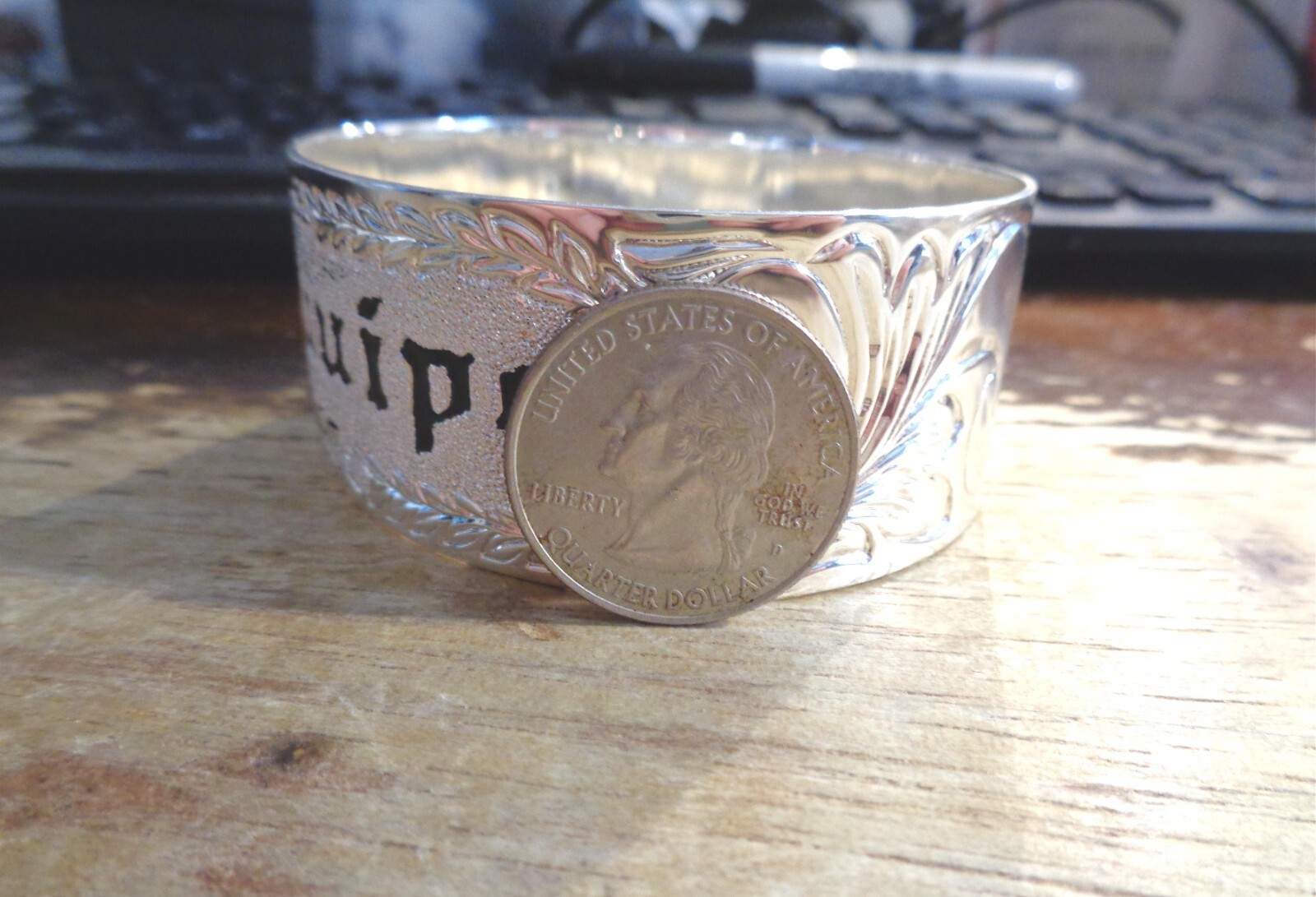 28MM 925 STER SILVER-FILLED COPPER HAWAIIAN KUUIPO SWEETHEART QUEEN EMMA BANGLE