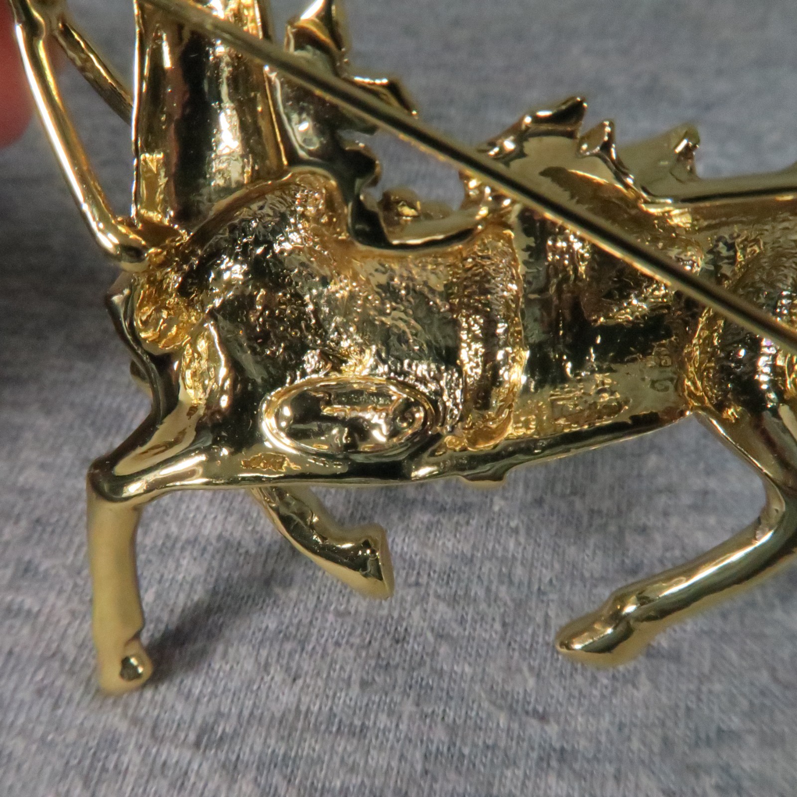 Vintage Costume Jewelry Two Toned Reindeer Brooch Pin Christmas Holiday