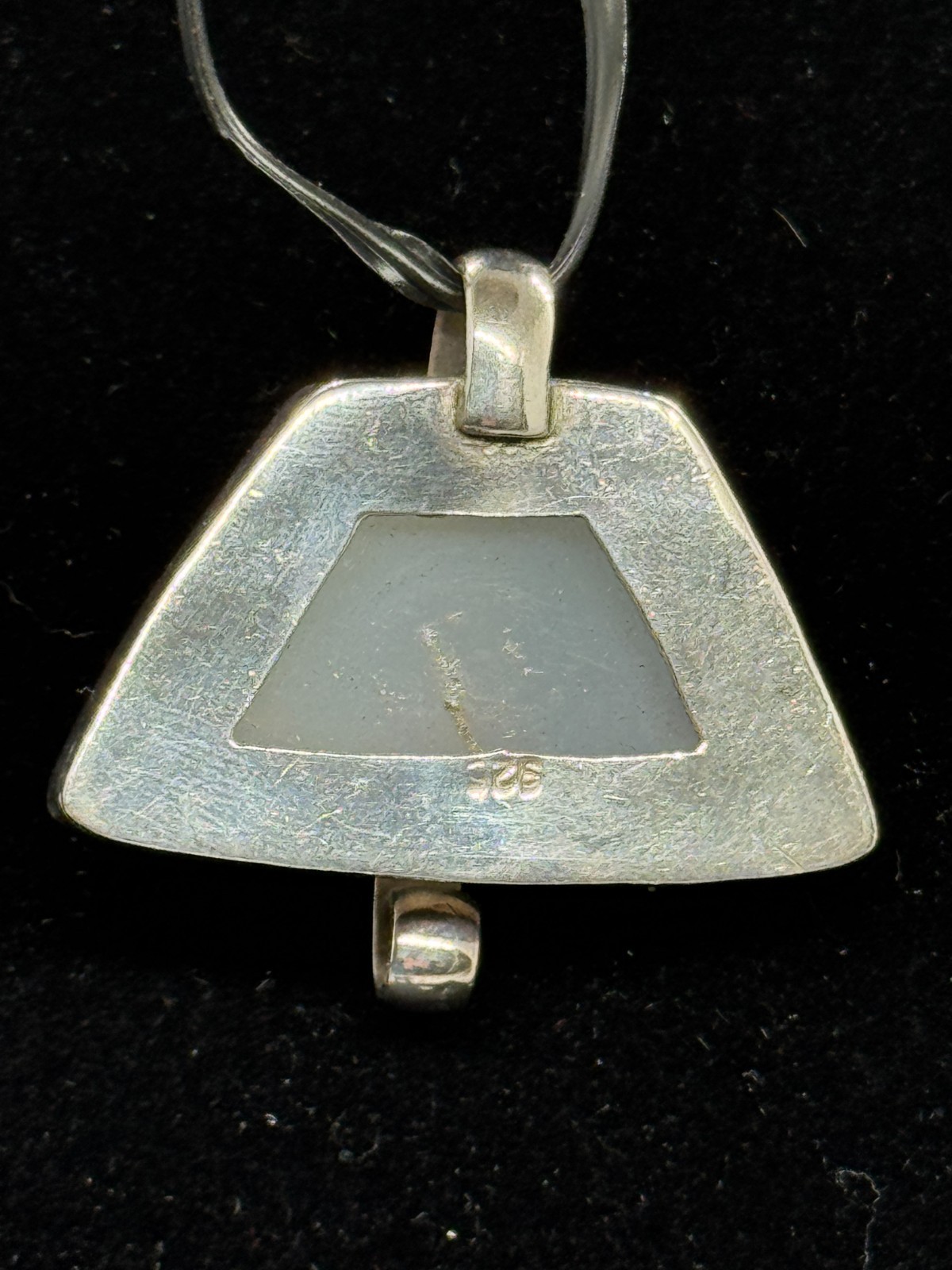 925 Sterling Silver White Opalite Geometric Pendant Modern Statement Charm