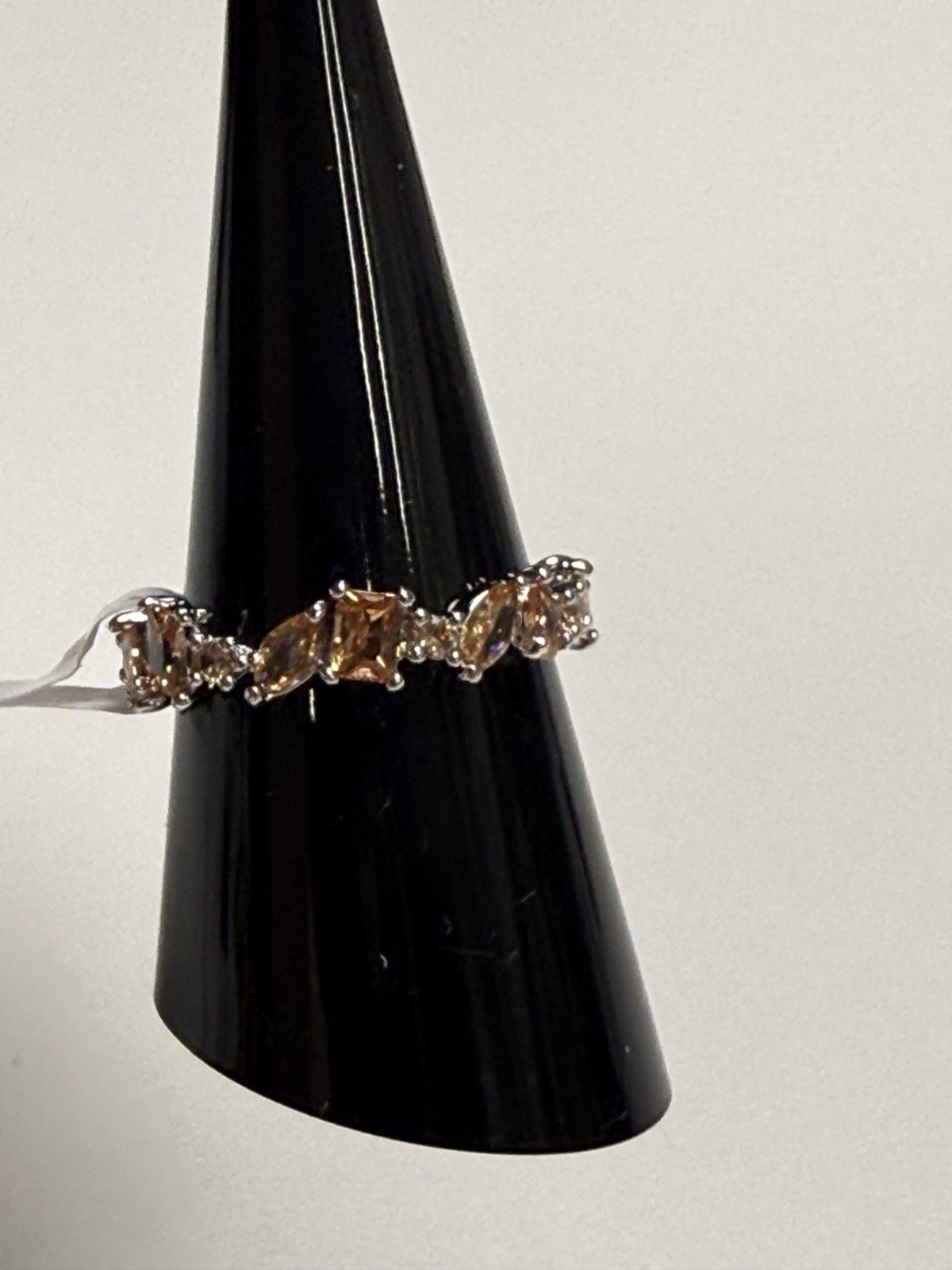 BP OG RG20891 Dark Smokey Topaz CZ Marquise Prong Rhodium Plated Band Ring 9