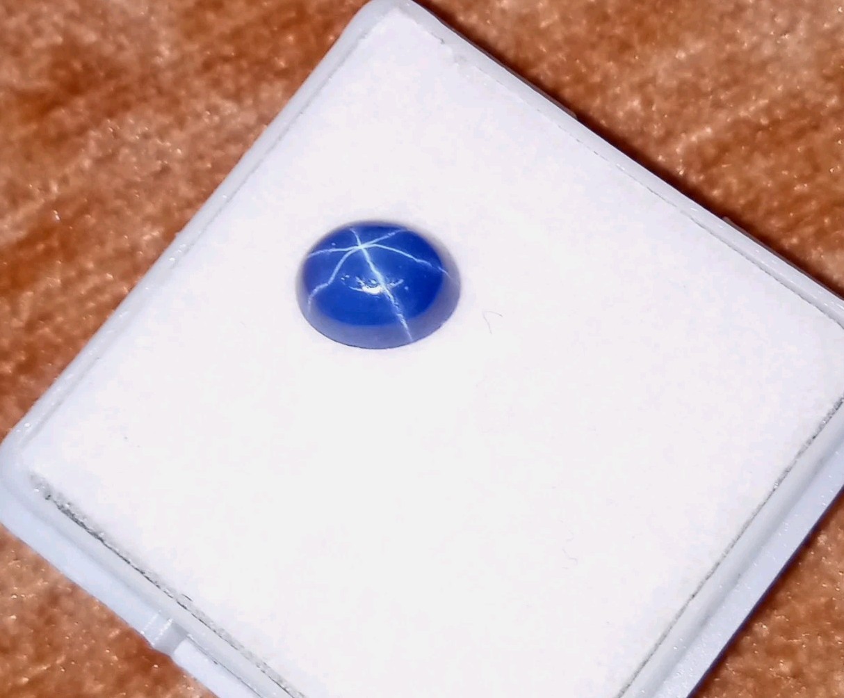 1.35ct Blue Star Sapphire 6 Rays GGIJ Certificate Oval Cabachon Diffused