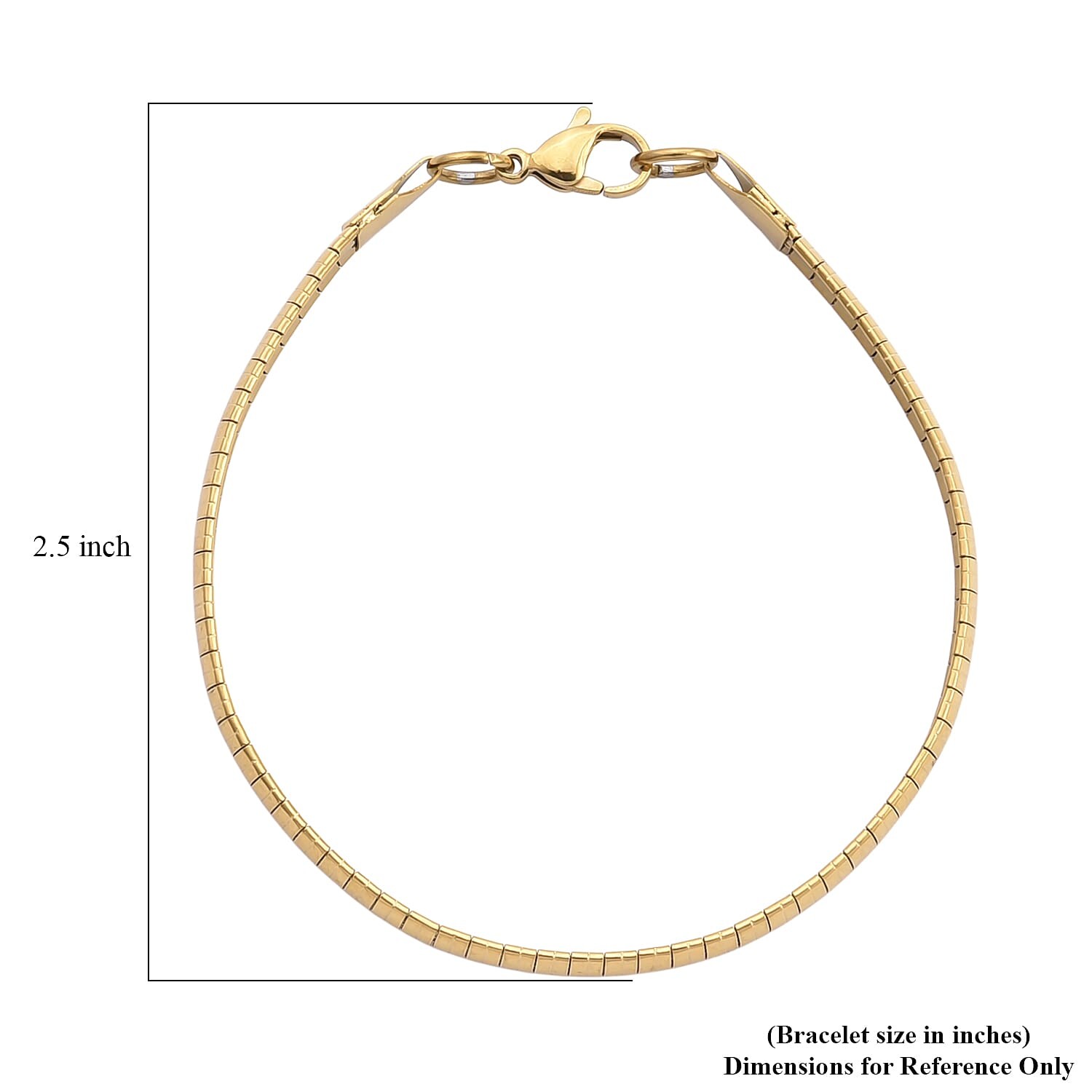 Omega Chain Bracelet in ION Plated Yellow Gold Stainless Steel 7.5-9.5In