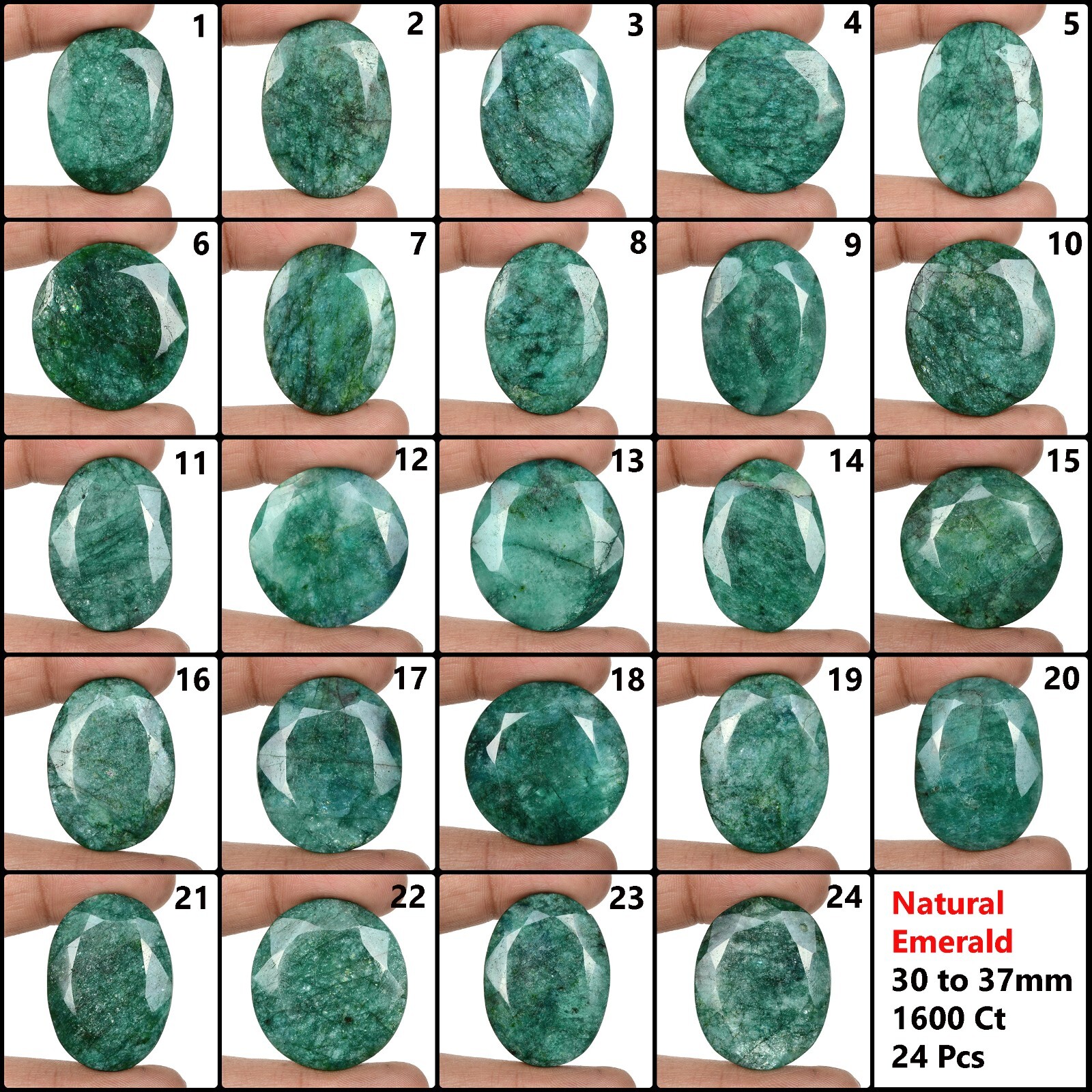 1600 Cts/24 Pcs Natural Brazilian Green Emerald Mix Cut Loose Wholesale Gems Lot