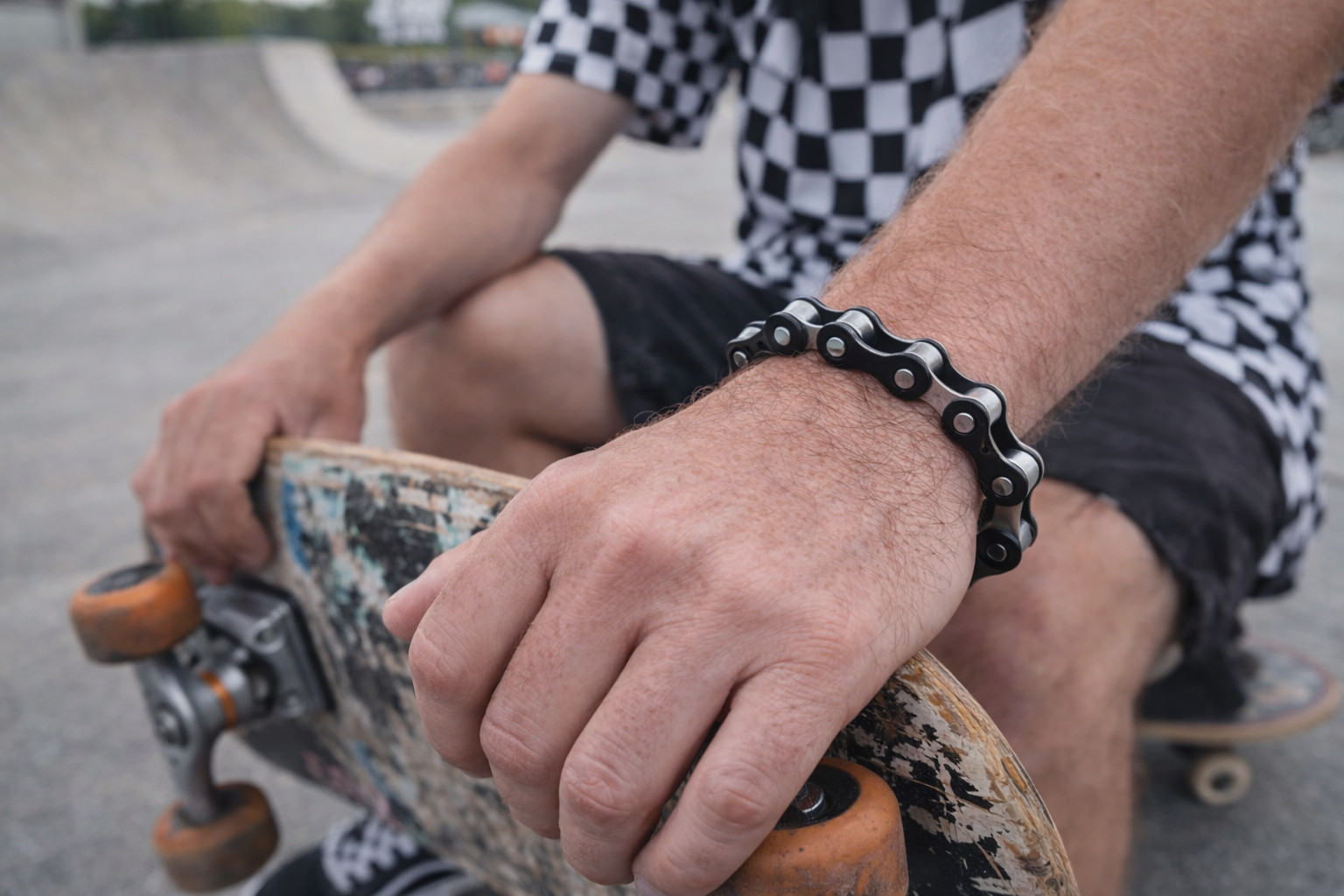 Cyclist Chain Bracelet Men Heavy Duty Industrial Steel Goth Bonus Biker Keychain