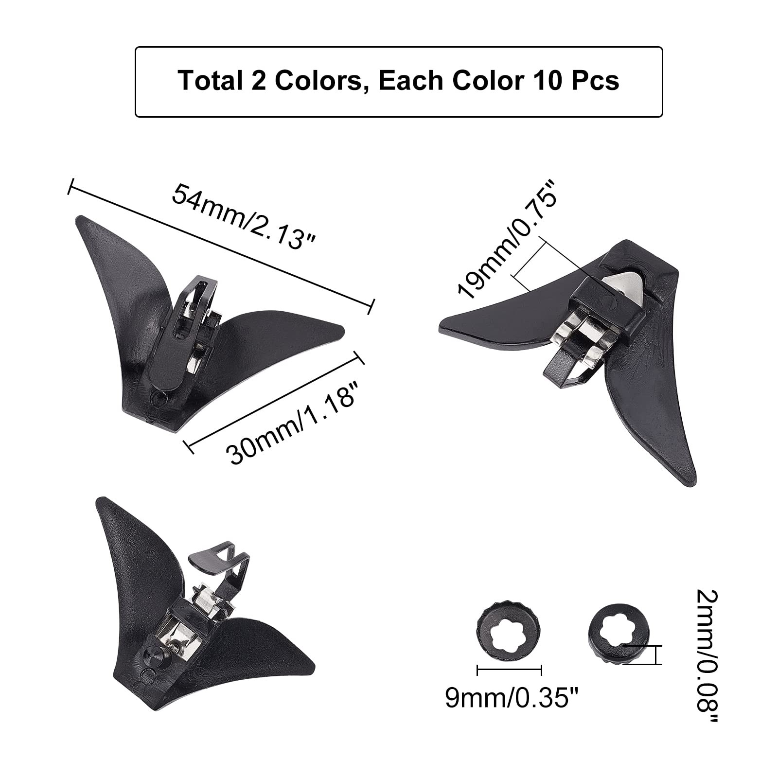 CHGCRAFT 20Pcs 2 Colors Bow Tie Clips Bowtie Hardware Fastener Black Silver I…