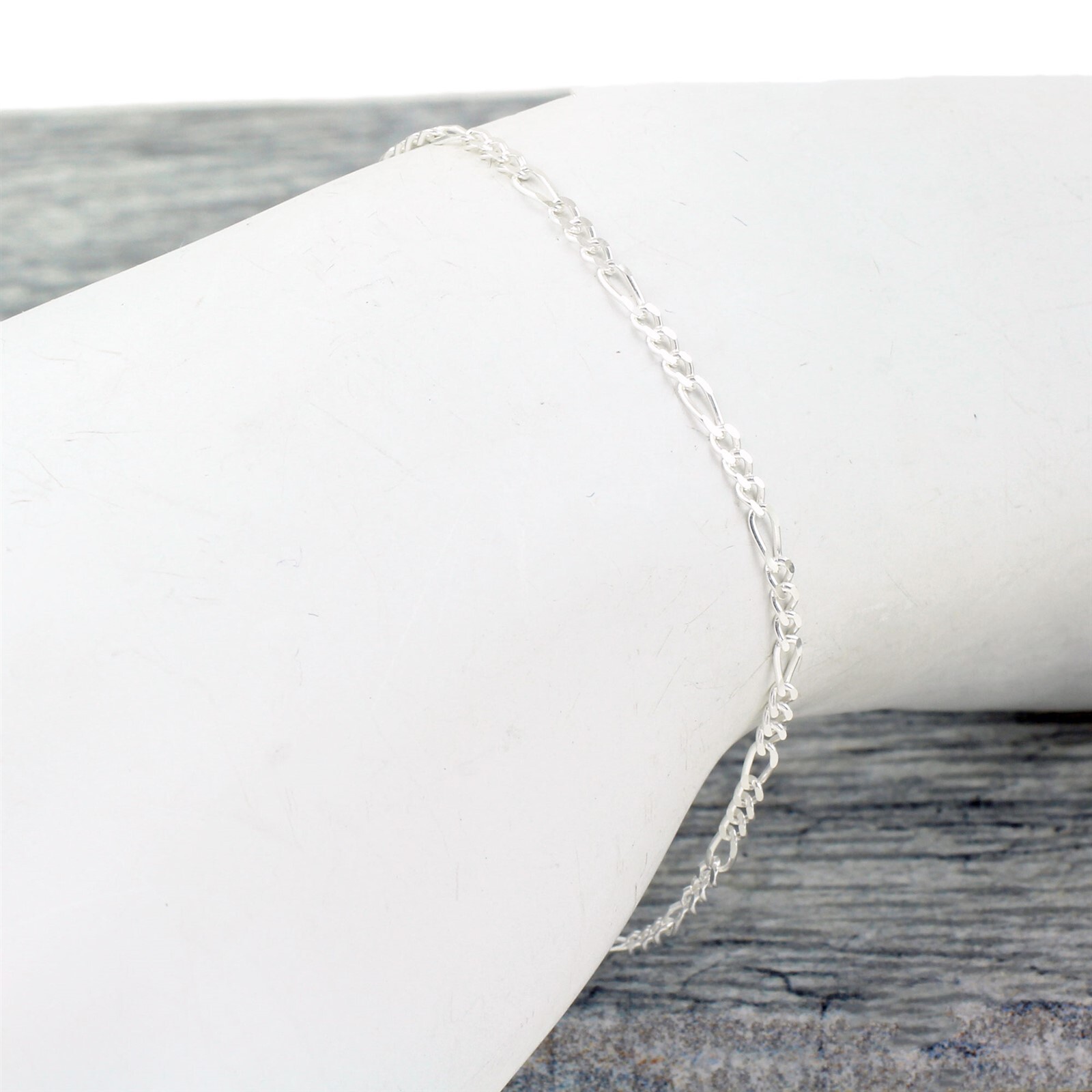 925 Sterling Silver 7″ 8″ 9″ 10″ 11″ 12″ Figaro Chain Anklet or Bracelet 2mm