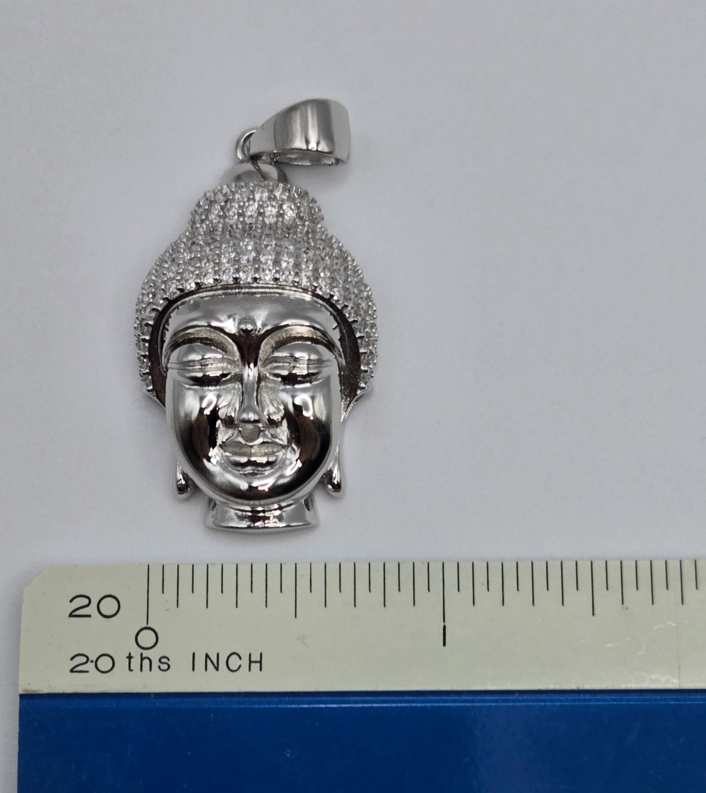 NEW Solid 925 Sterling Silver Buddha Meditation Pendant 4.0CTW MOISSANITE, USA