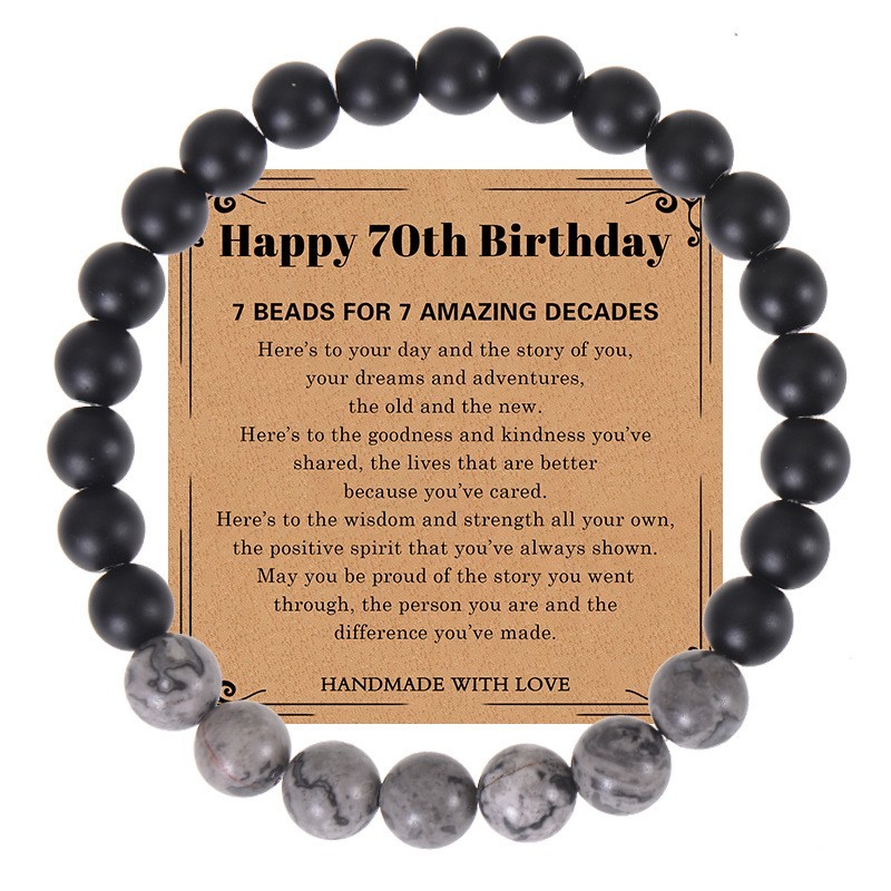 Milestone Birthday Bead Bracelet Gift for Him -21st 30th 40th 50th 60th 70th Men