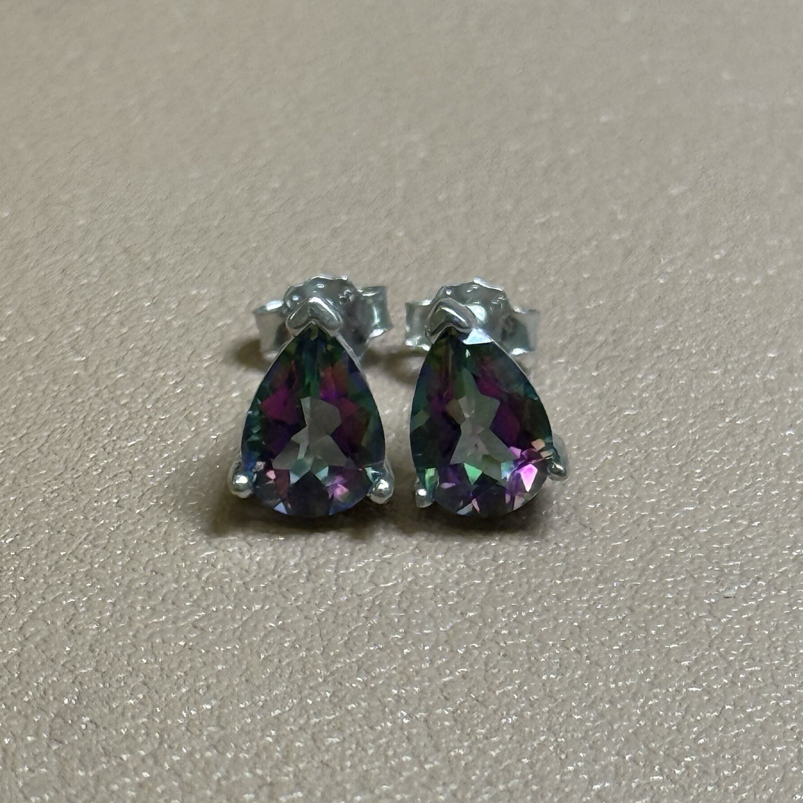 Mystic Rainbow Topaz Stud Earrings in Solid Sterling Silver 5.7mm