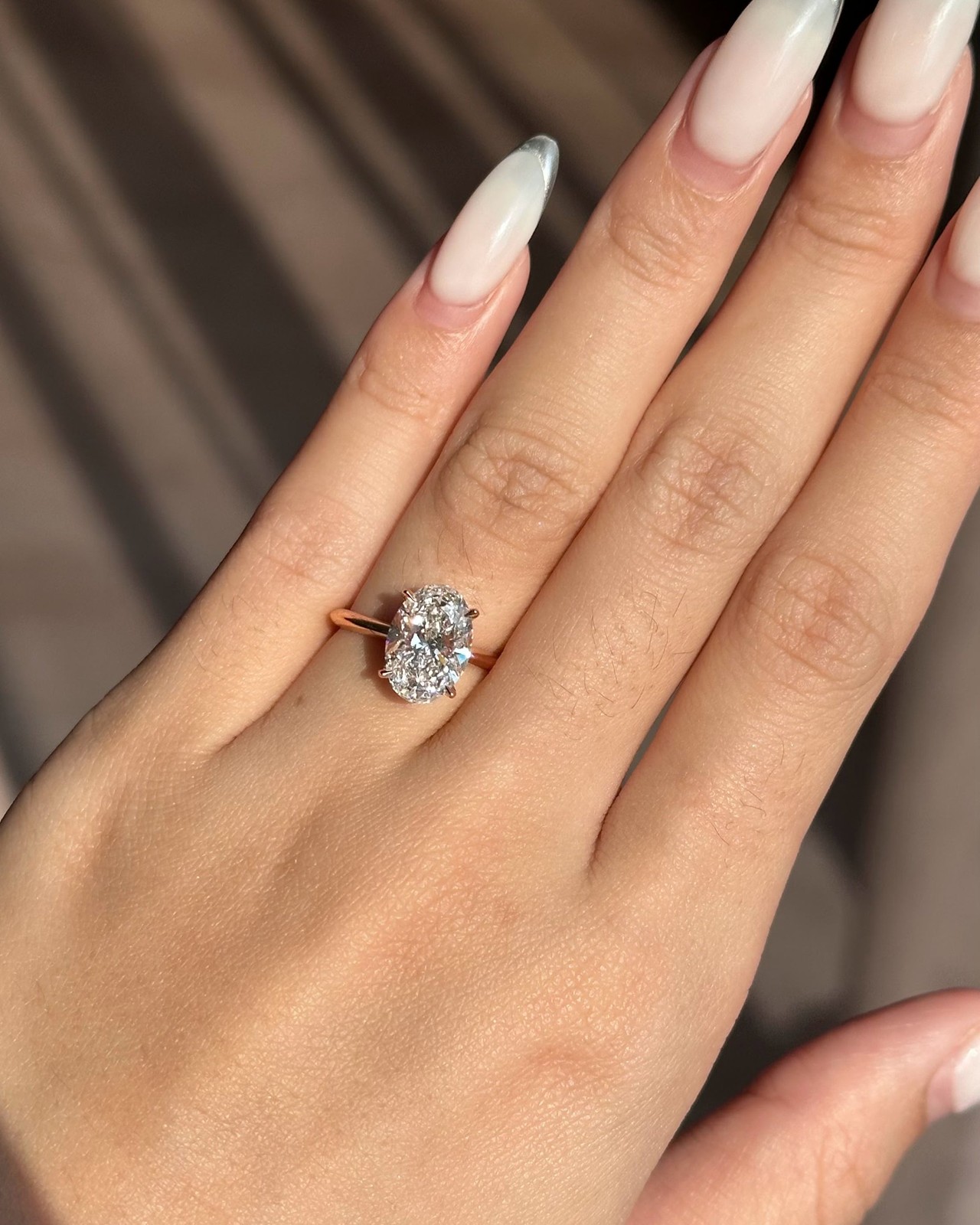2.5ct Oval Lab Grown Diamond Cut With Knife Edge Hidden Halo 18k Engagement Ring