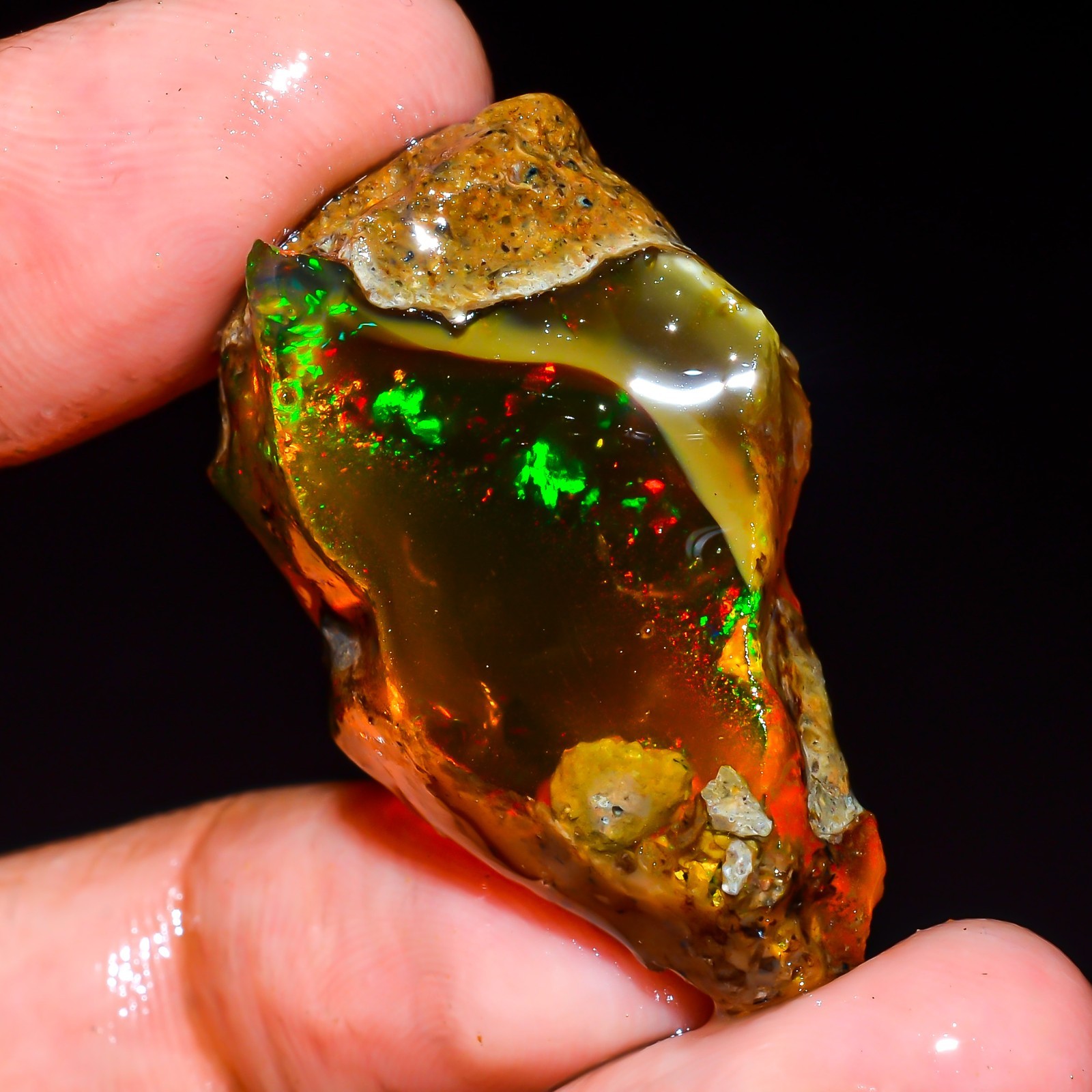 Natural Ethiopian Opal Rough, 30 Ct Welo Fire Opal Gemstone Raw Jewelry L414