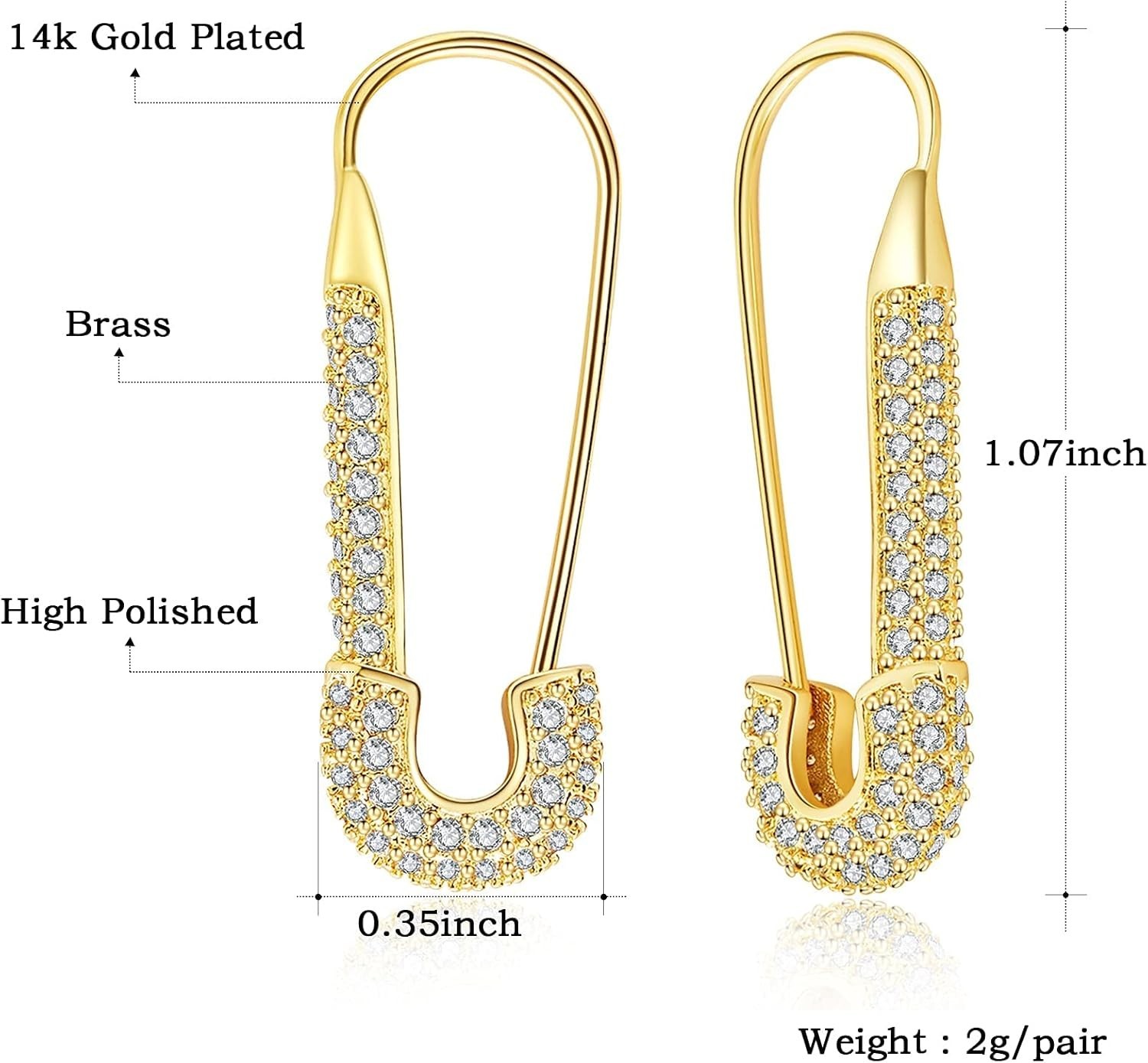 Safety Pin Earrings for Women, Gold Paperclip Earrings for Women Trendy, Mini…