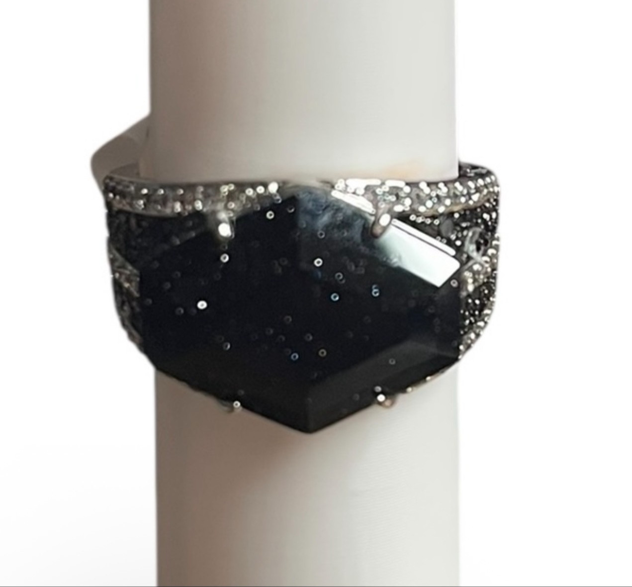 Bomb Party Untamed Ring – Size 8 – Hiss And Tell – Onyx Sandstone on Rhodium