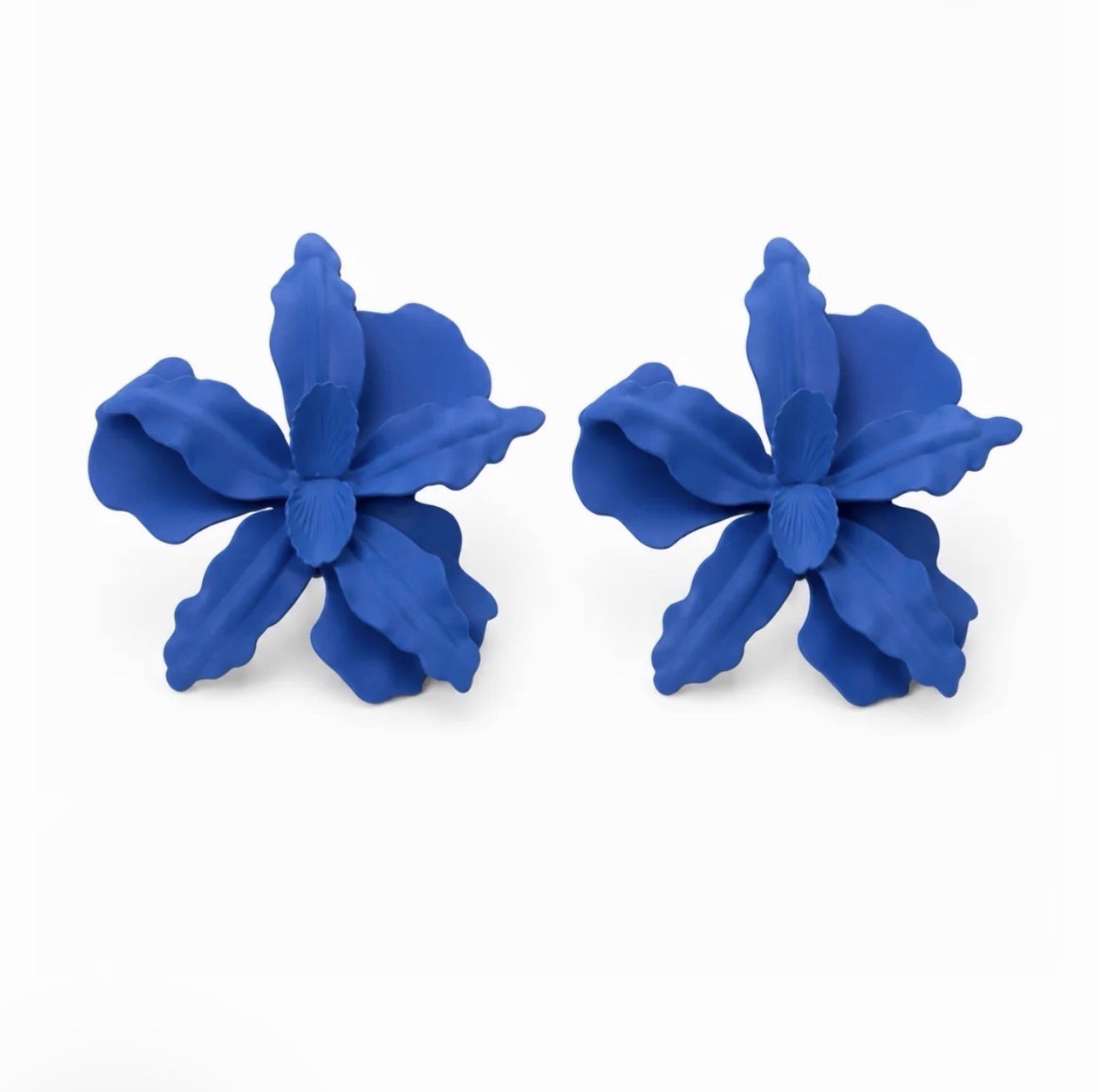 Azure Blue Iris Flower Earrings Zara Statement Jumbo Garden Party Jewelry NEW