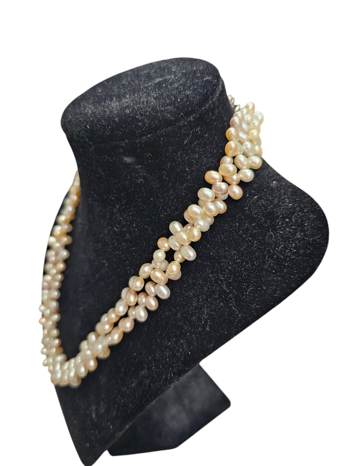 Double Strand Of Small Pearls Cream & Champagne Colors 17″